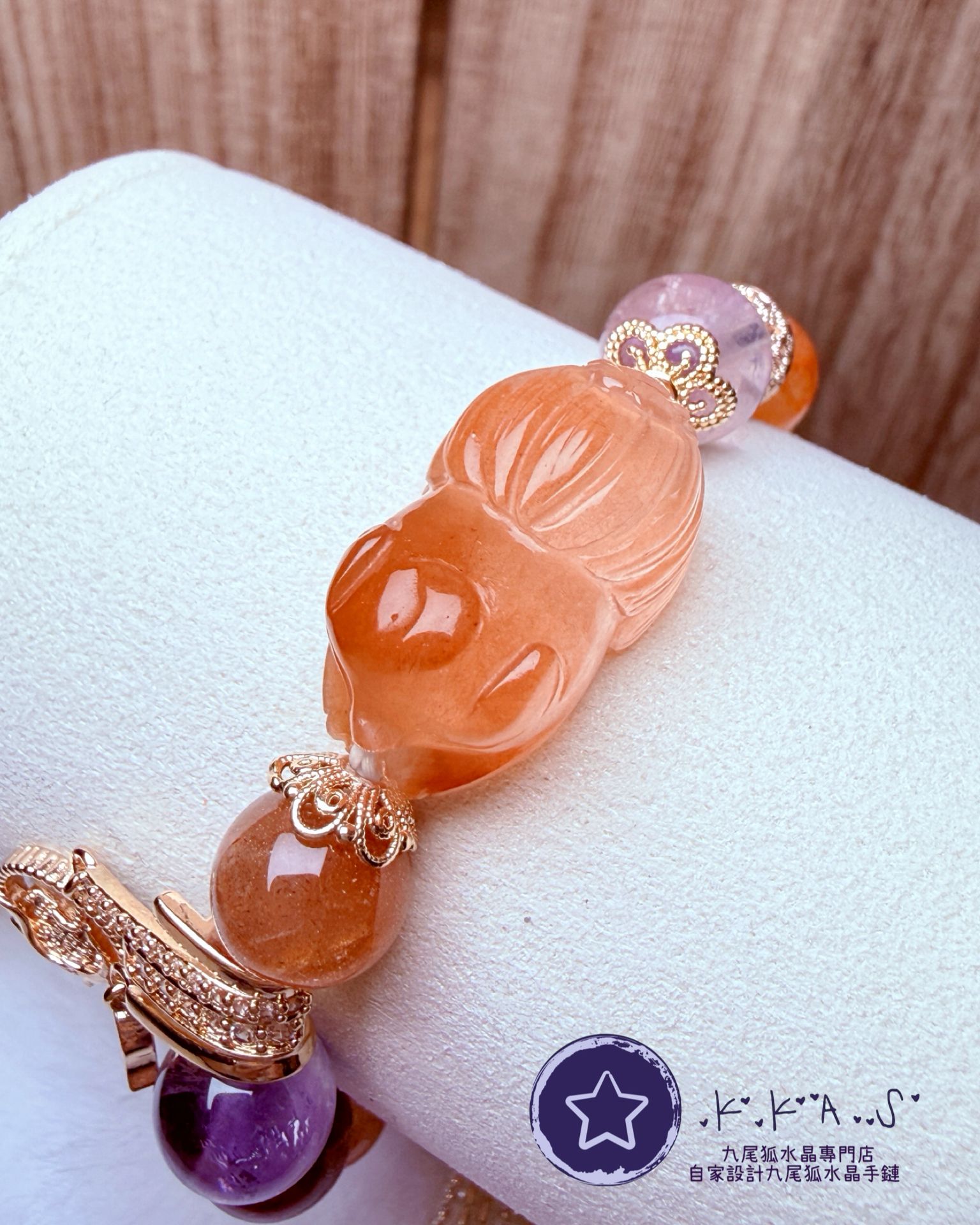 K00050 紅兔毛趴趴狐 自家設計手鏈