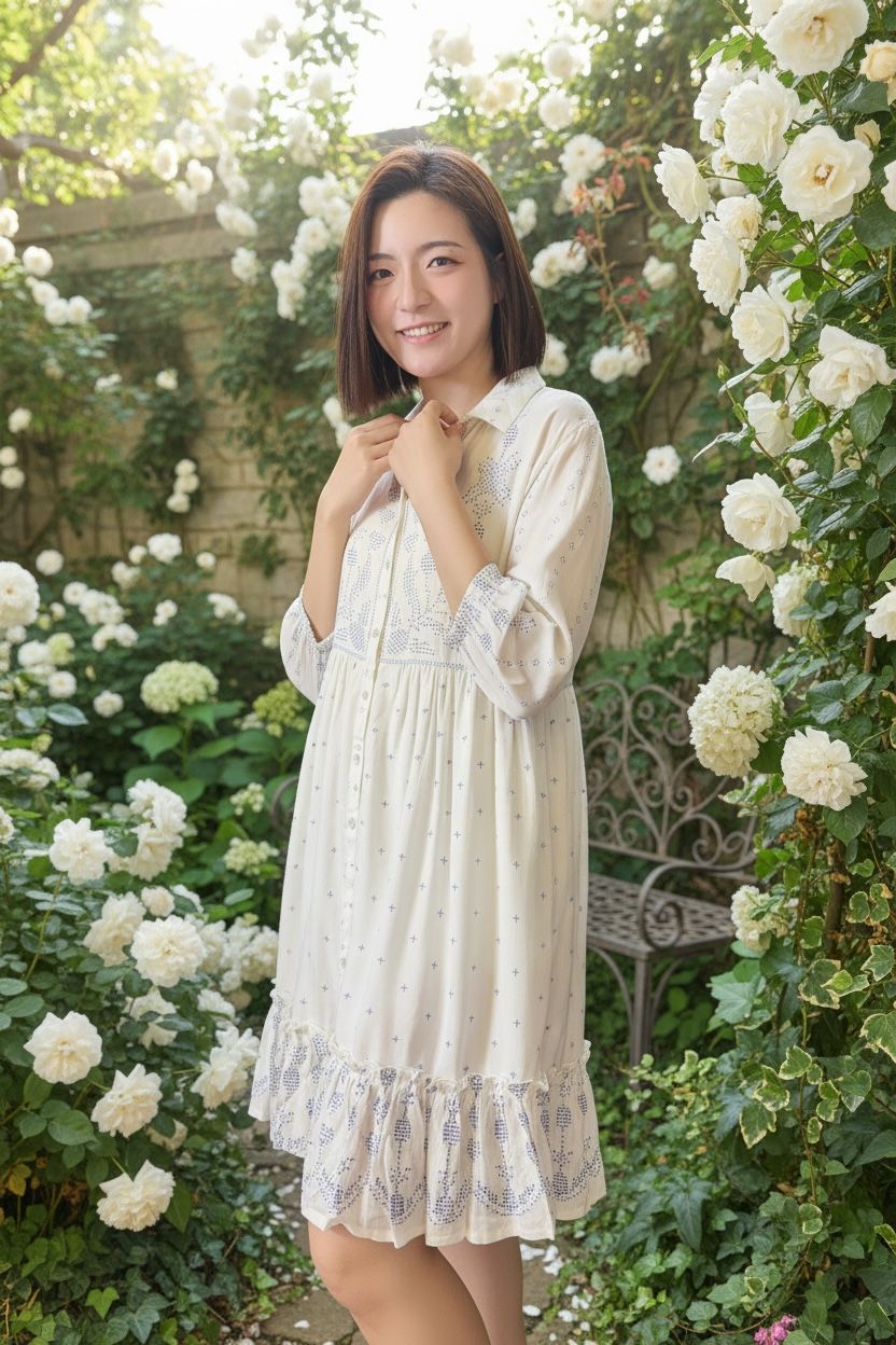 White Printed Short OP #1366