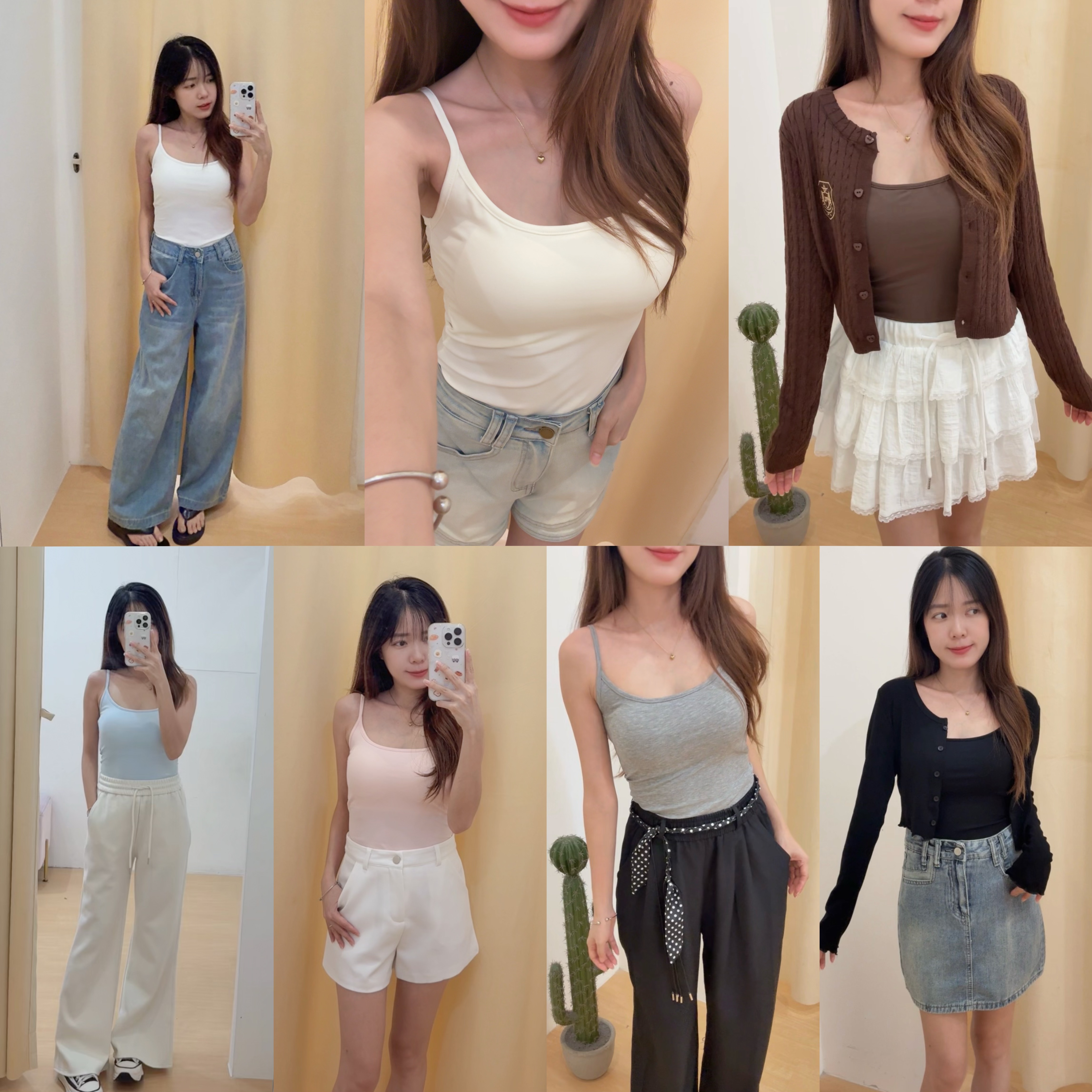 纯色天丝棉吊带长款胸垫背心 R3017