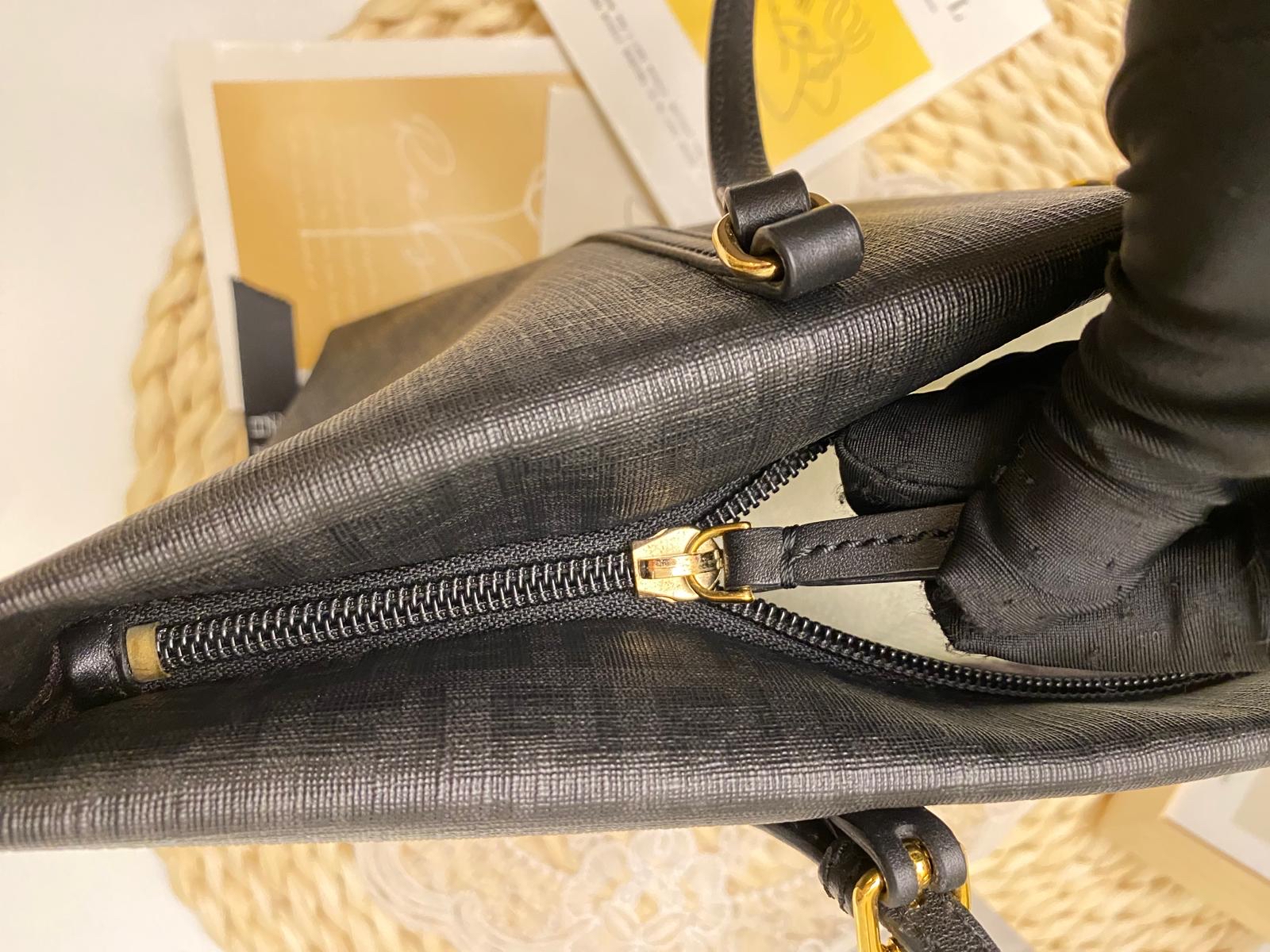 Fendi Black Zucchino Canvas Shopping Tote Bag