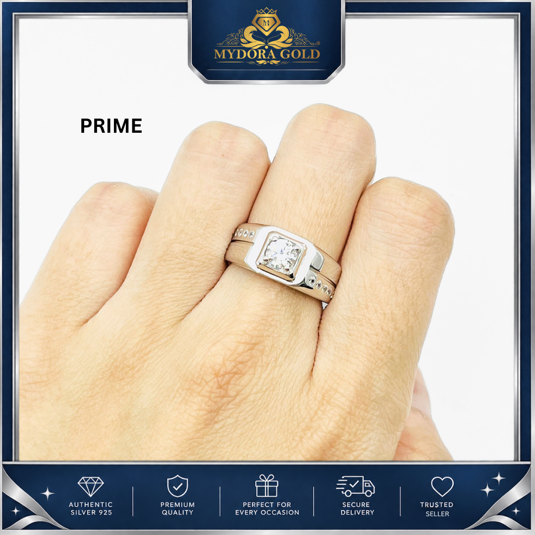 MYDORA 925 Silver Ring - Cincin Regal Edge Collection