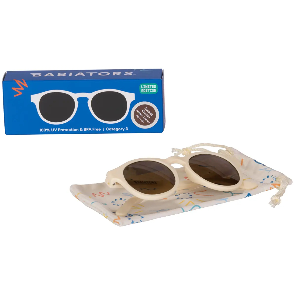 Baby & Kids Sweet Cream Keyhole Sunglasses with Amber Lens