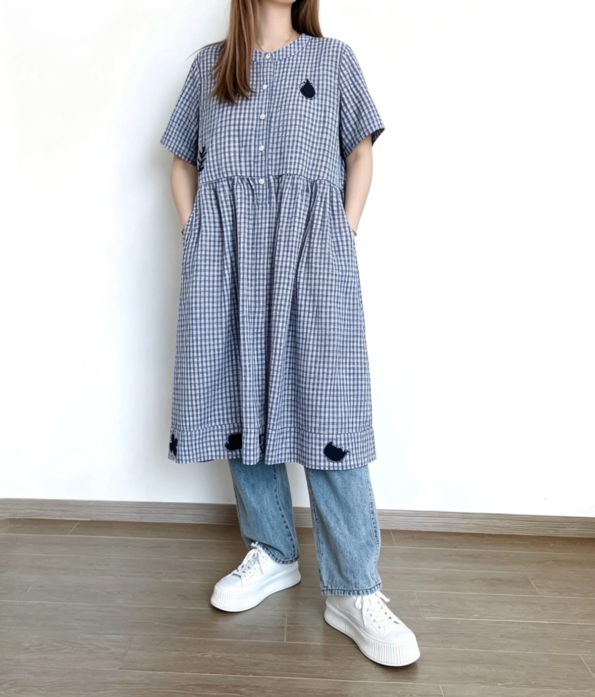 ☀️夏日優惠☀️ 日系格刺繡print Ops