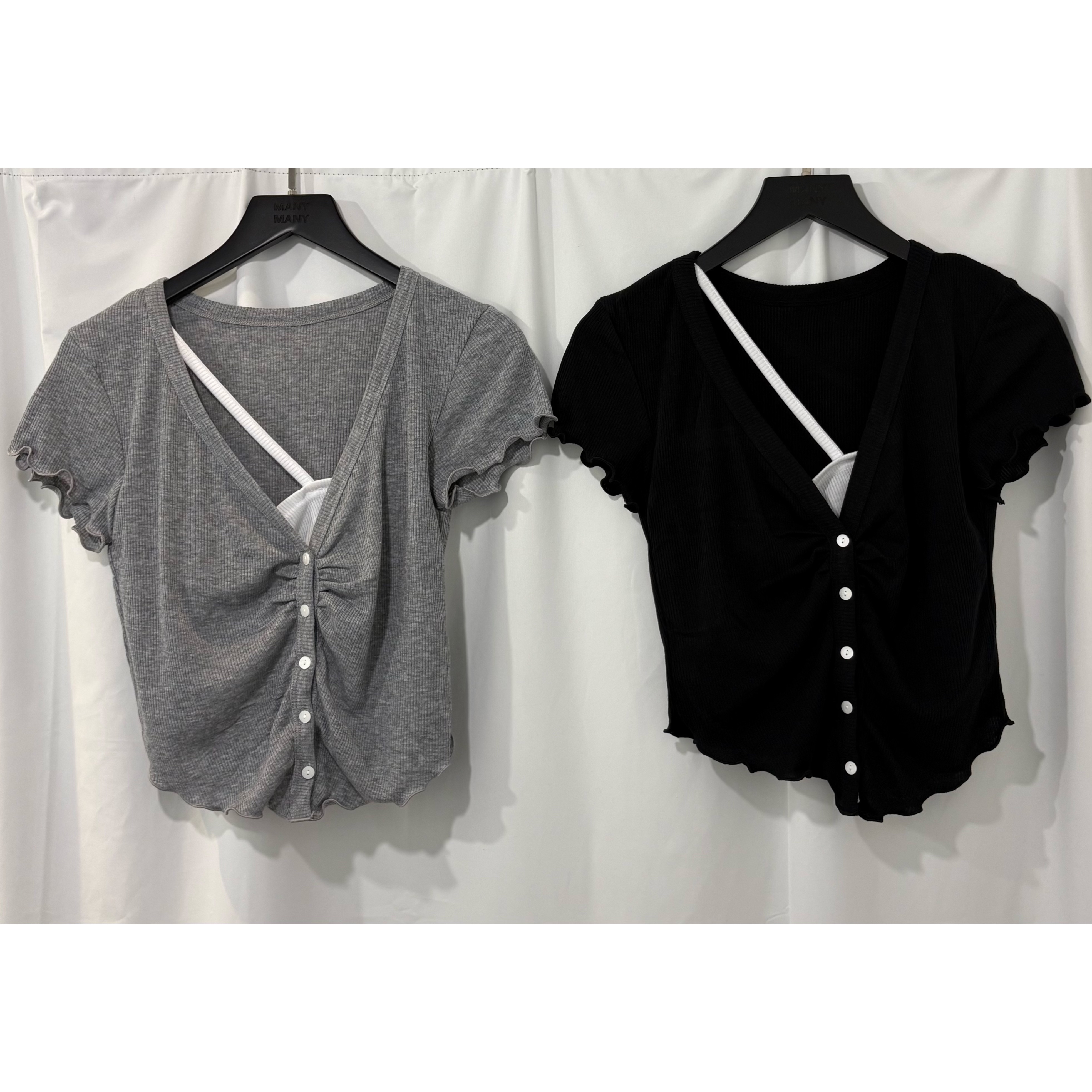 優惠價7月24截🩶2607L《BUTTON FAUX 2-PIECE TOP》