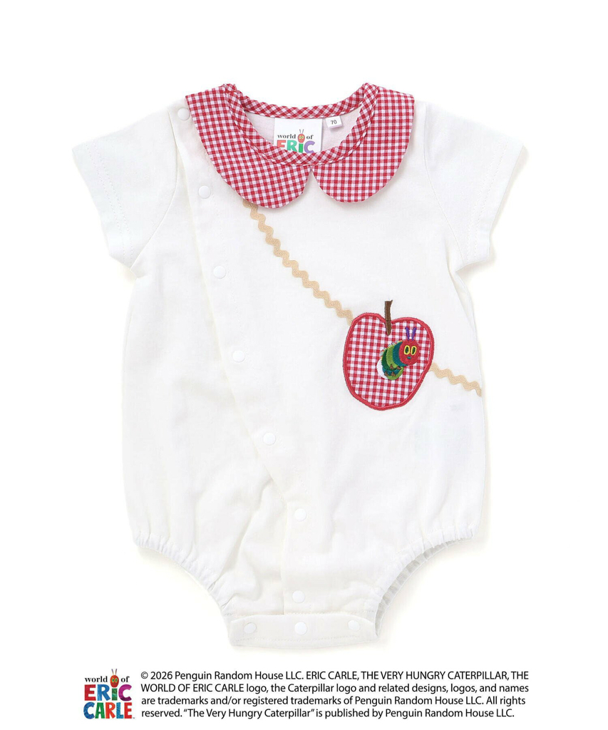 🇯🇵預訂 日本直送🇯🇵兩色好餓的毛毛蟲格紋條紋翻領短袖包屁衣