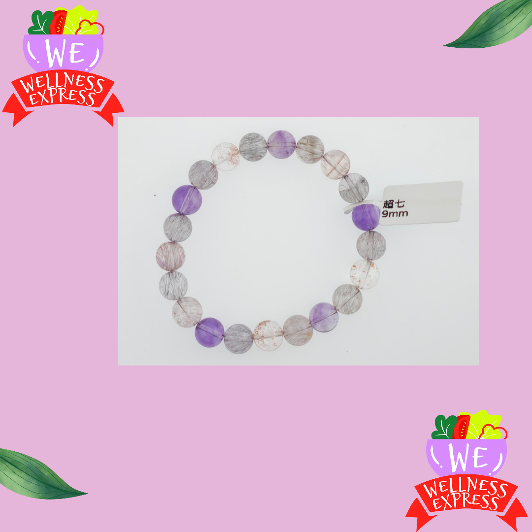 彩髮超七手鏈 9mm/Multi-Rutilated Super Seven Bracelet 9mm #WE13