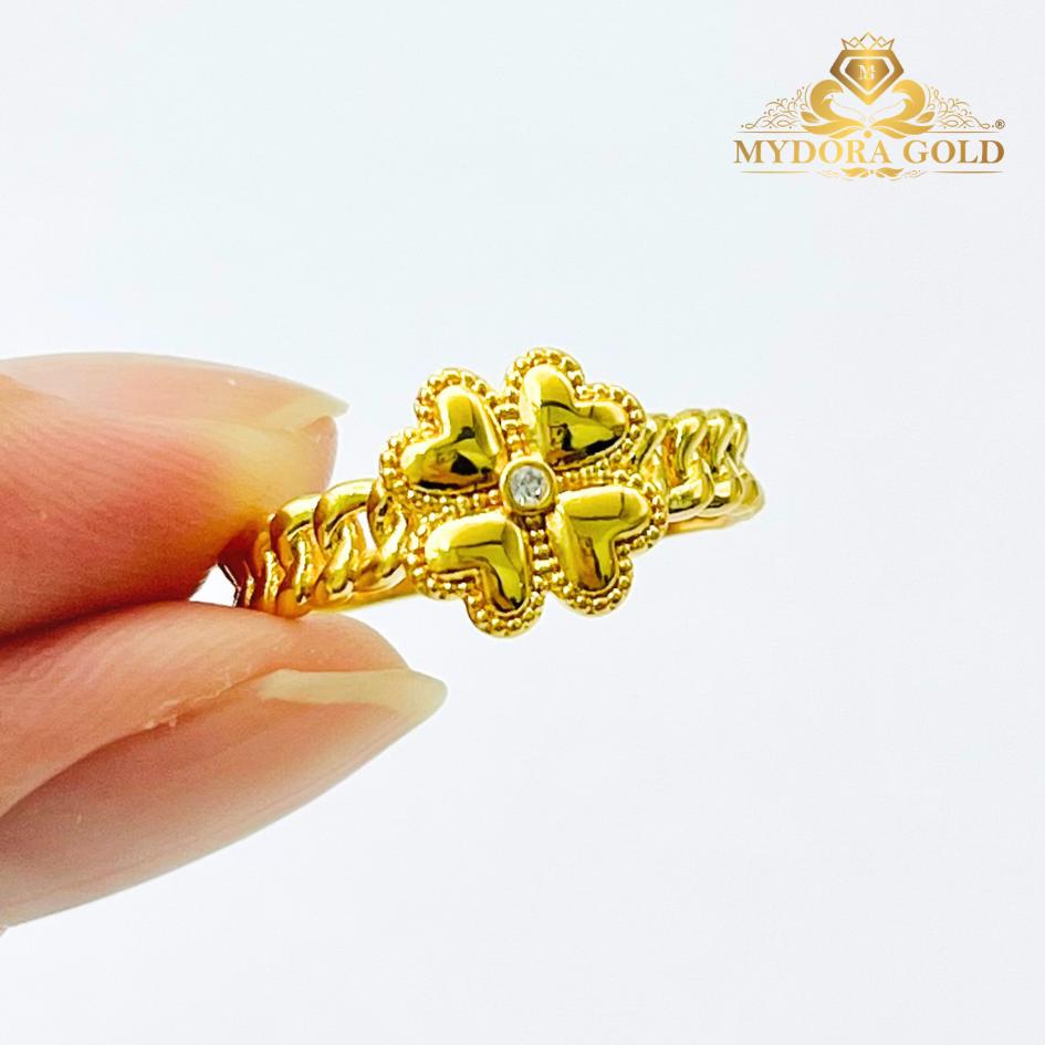 MYDORA Cincin CZ Kait Lucky Leaf (5G) l EMAS 916/22K