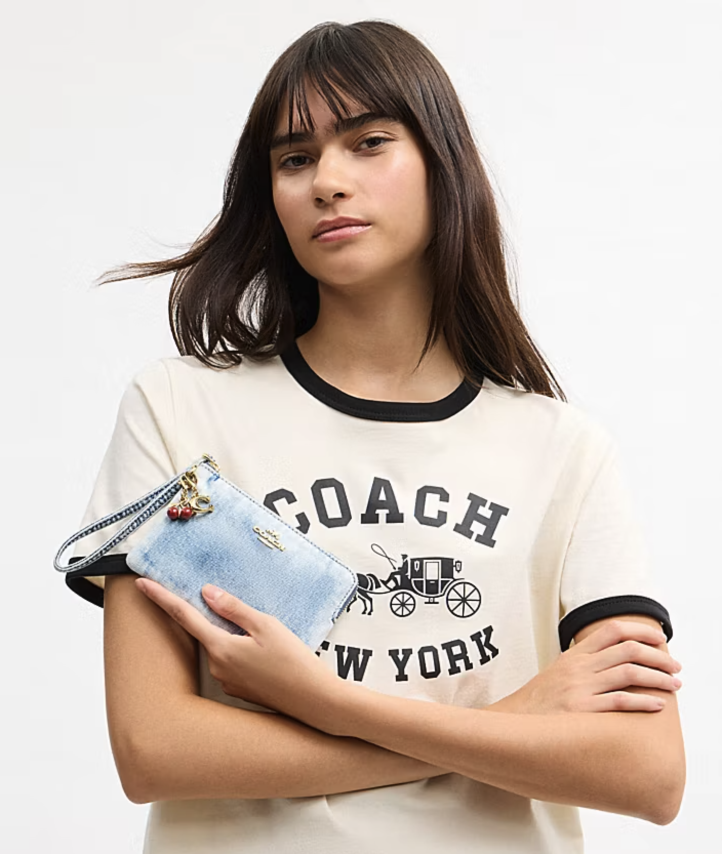 COACH Corner zip wristlet with quilting