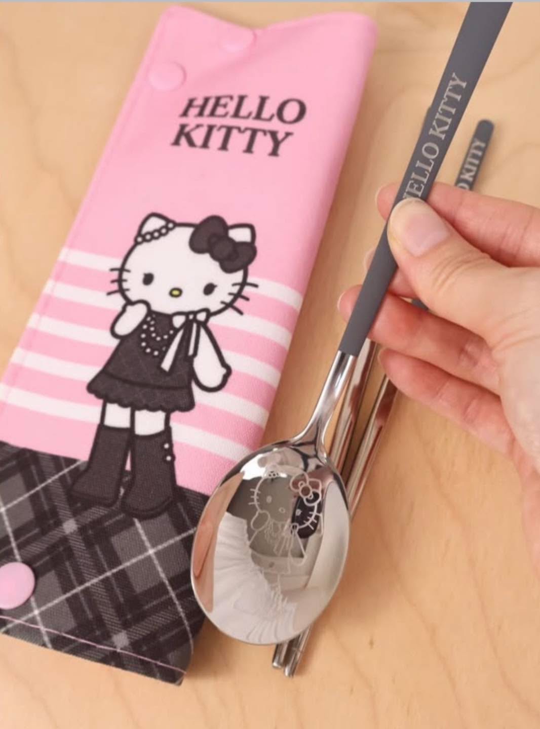 （約6月尾到貨）🇹🇼台灣超商限定 限量長腿 Kitty 不銹鋼餐具套裝💕