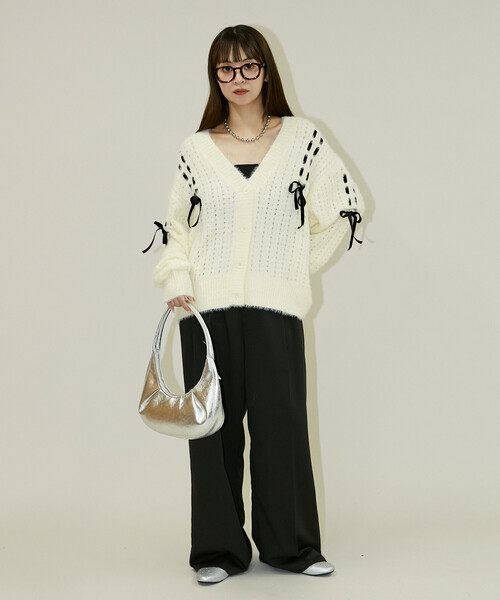 蝴蝶結綁帶針織外套