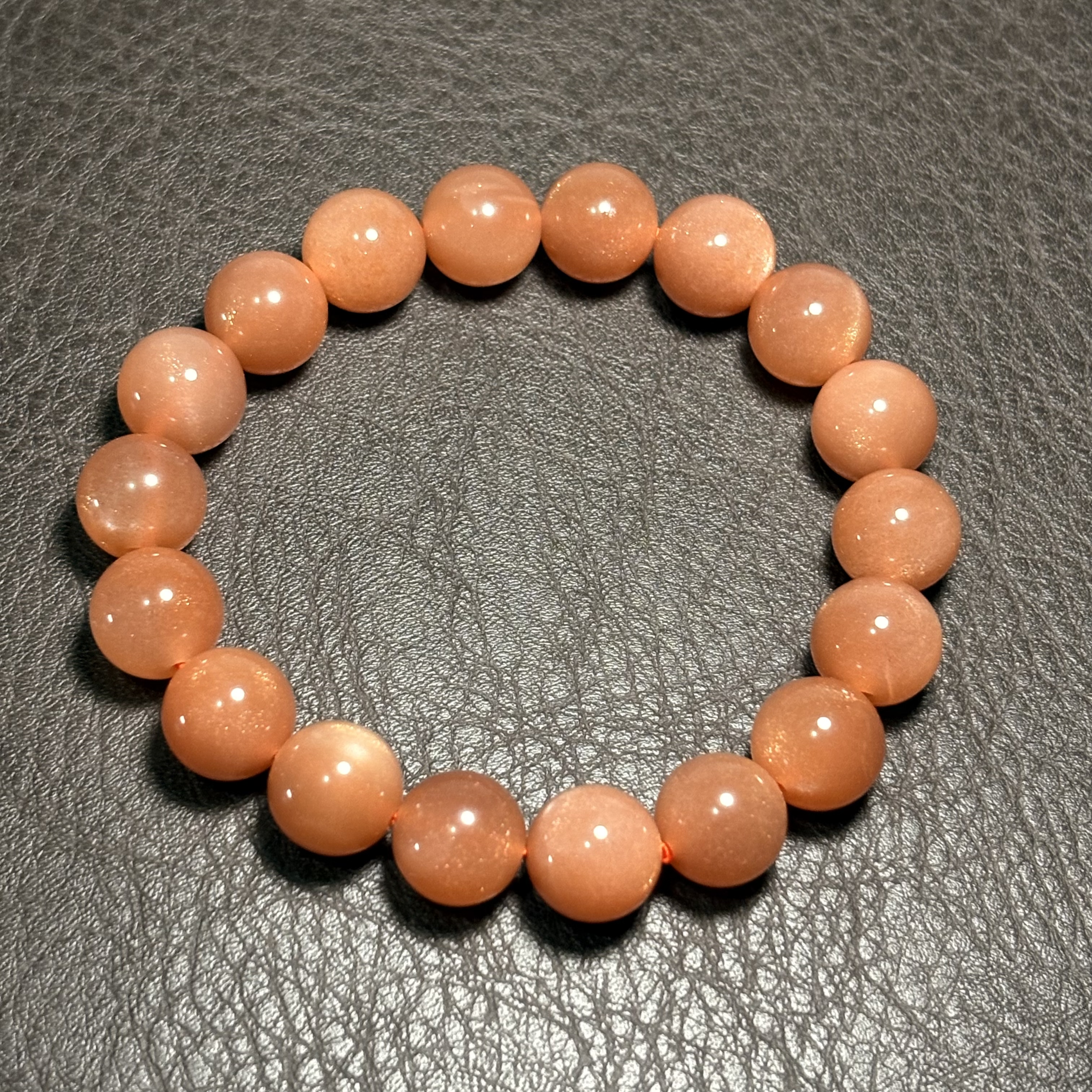 11.8mm金沙橙月光石手串｜俗稱橙太陽石手串 No.4320 ｜規格:  11.8mm珠17cm手圍