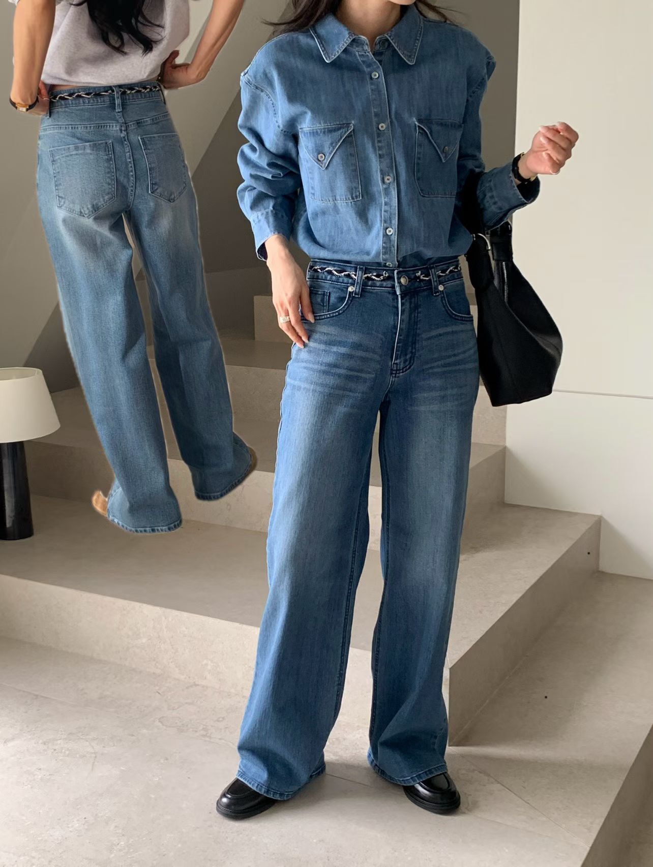 ♥︎麻花Tweed Belt Jeans