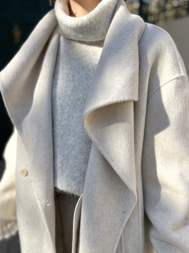 [70% Wool] Parisian Belted Wool Coat (Oat)