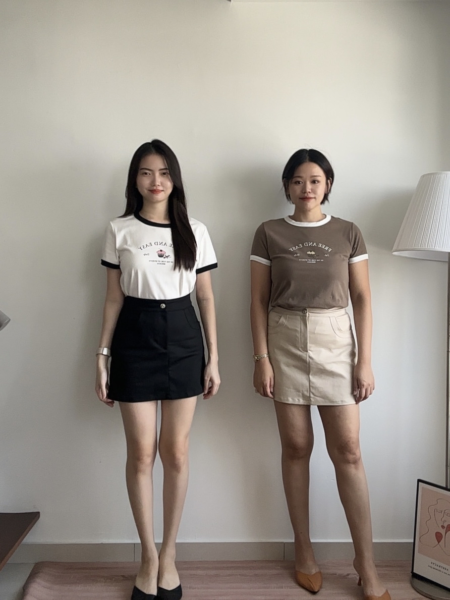 T4355 Printed Contrast Tee - 4 Colors 