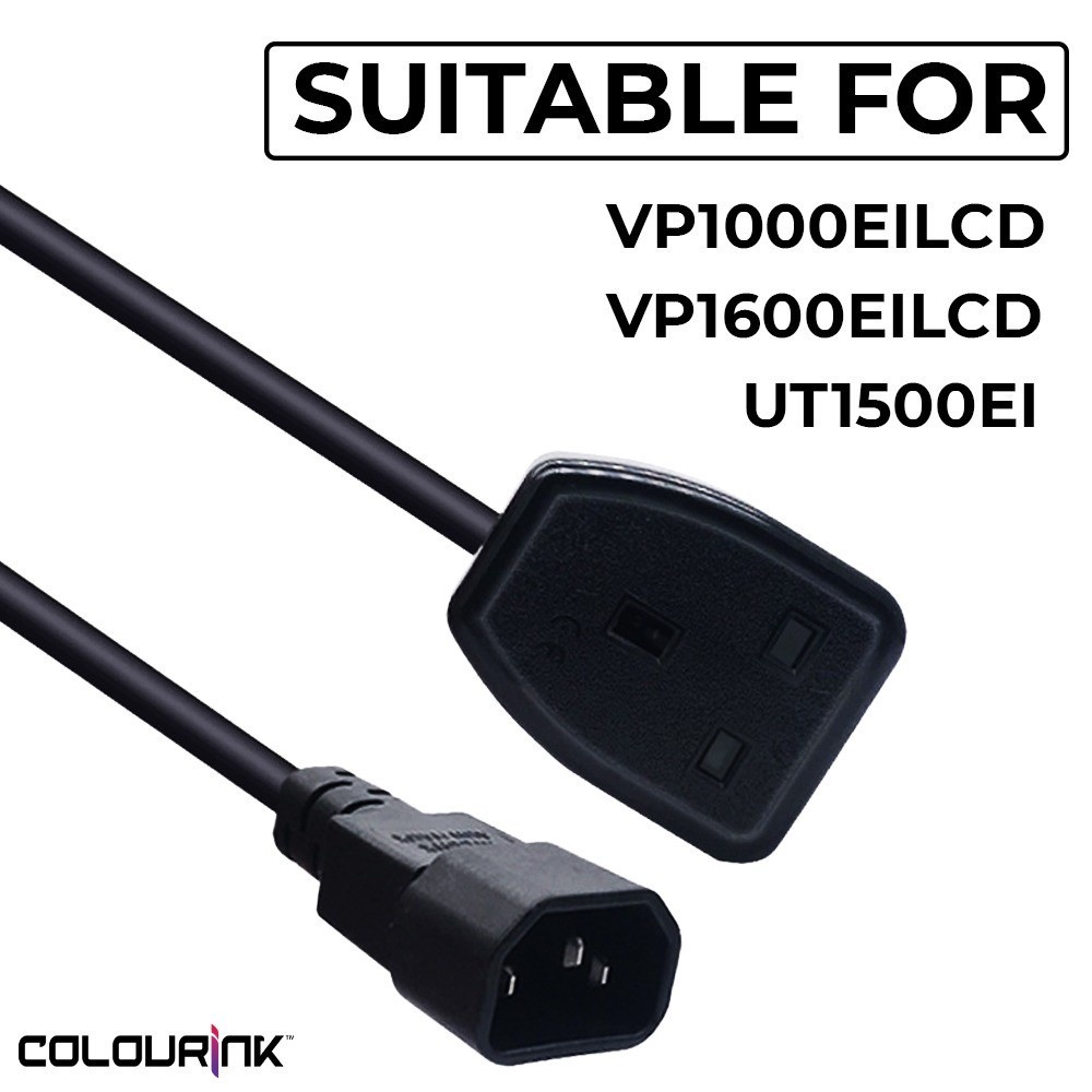 ColourInk IEC C14 Convert to 3-Pin UK Plug Point Universal Converter Adapter for UPS Backup Battery