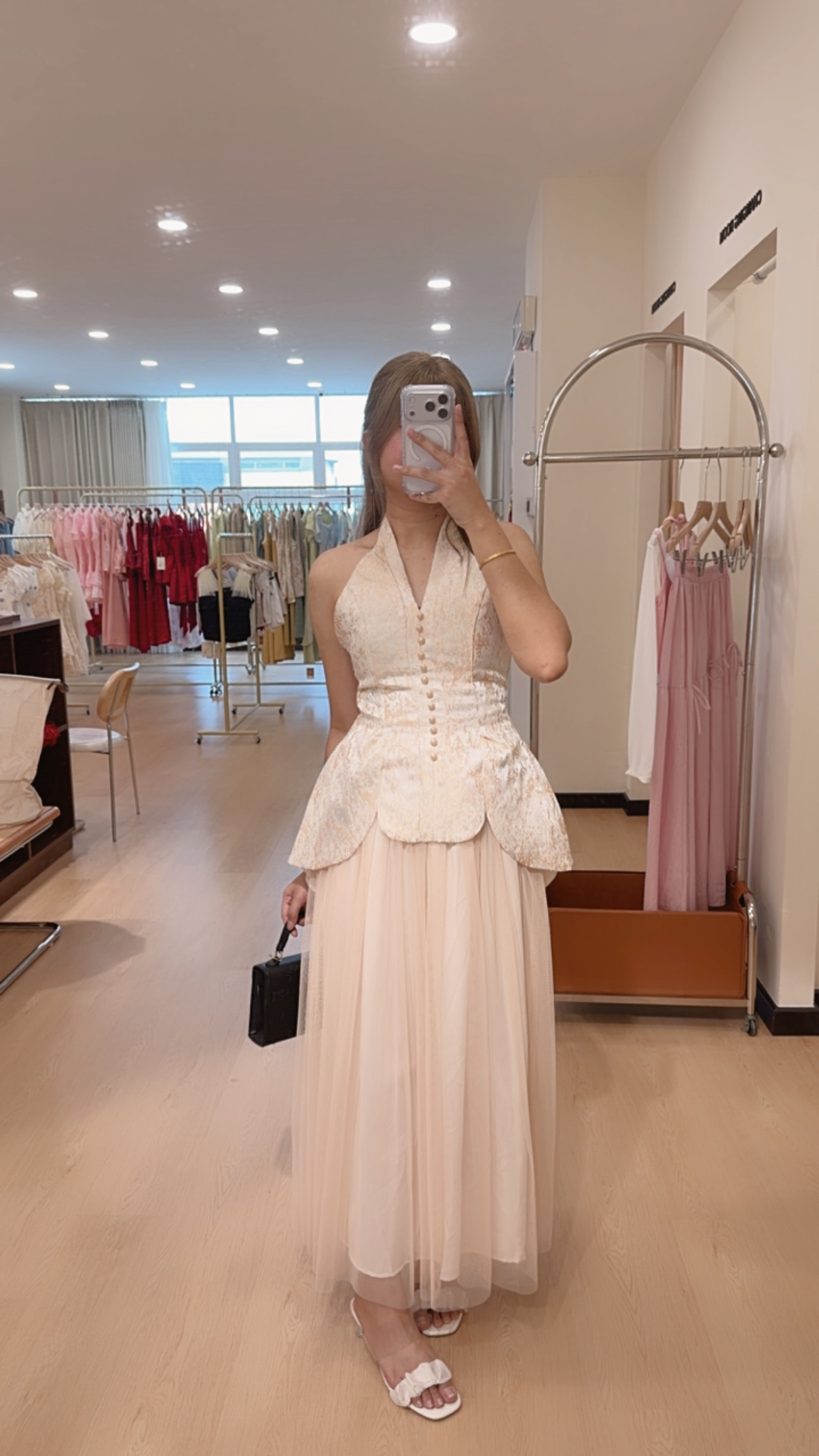 298气质挂脖套装裙