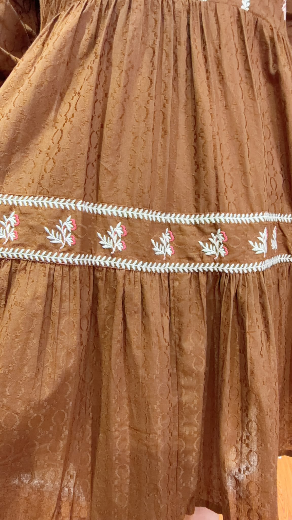 2875 Chocolate Doll With white Emb Sleeve short OP