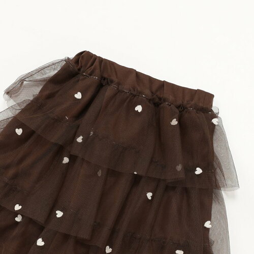 🆕【⭐訂購⭐】 🇯🇵日本直送 🌀愛心刺繡 薄紗層疊 及膝 #半截裙［2款選］🌀 [ELAA-0233][260226]