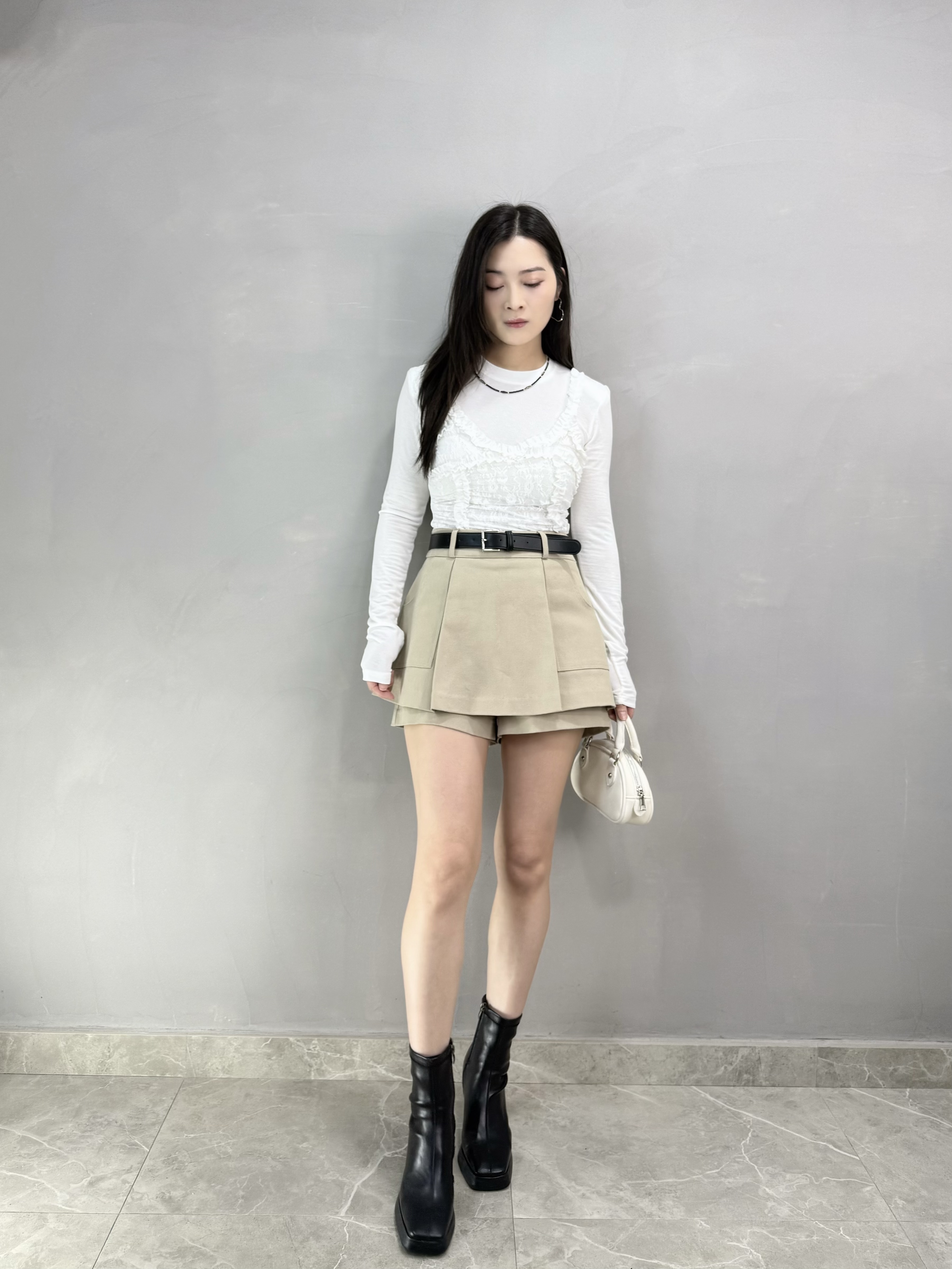 G61 假兩件lace top