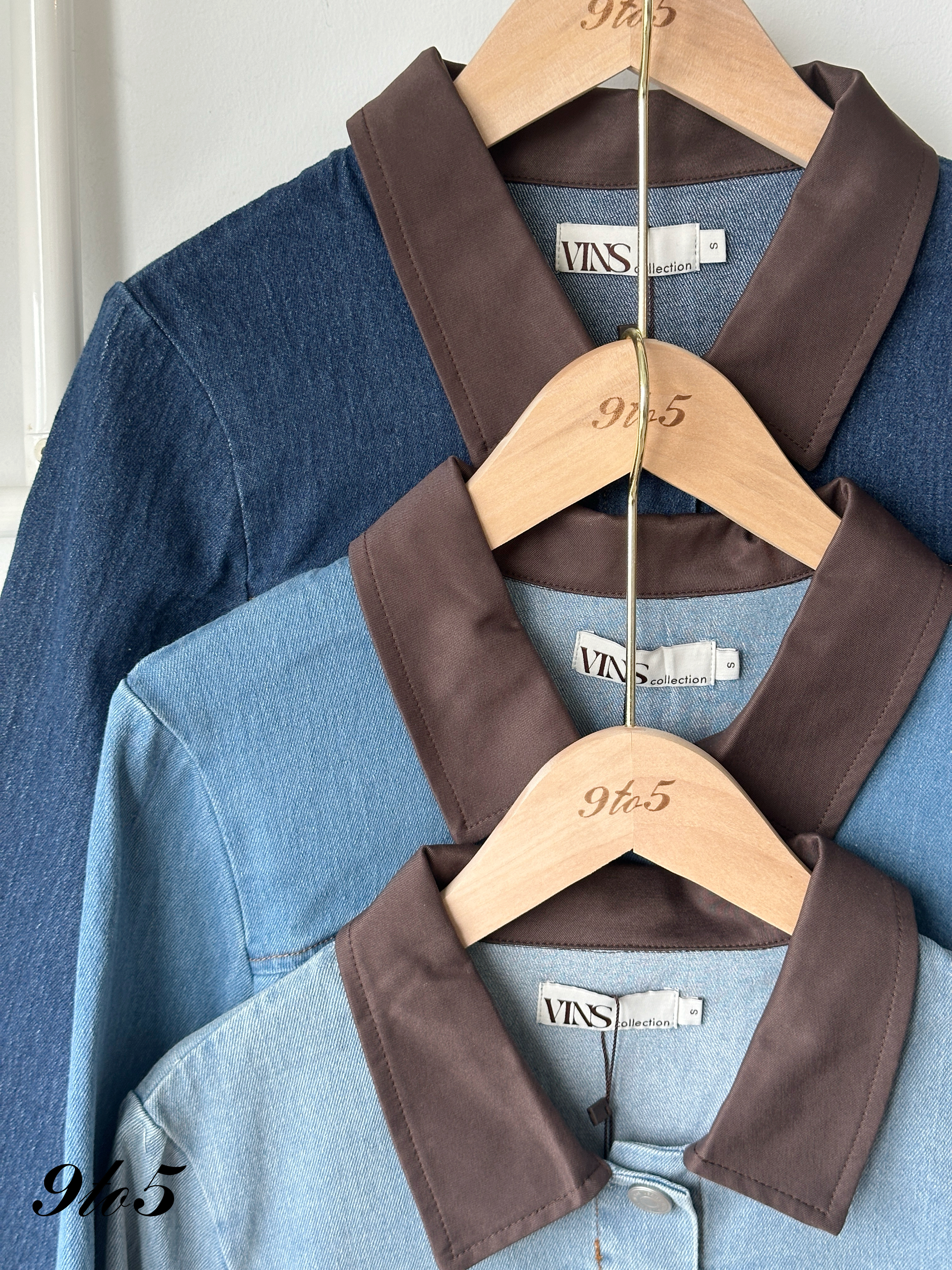 T4218 Brown Collar Denim Jacket - 3 Colors 