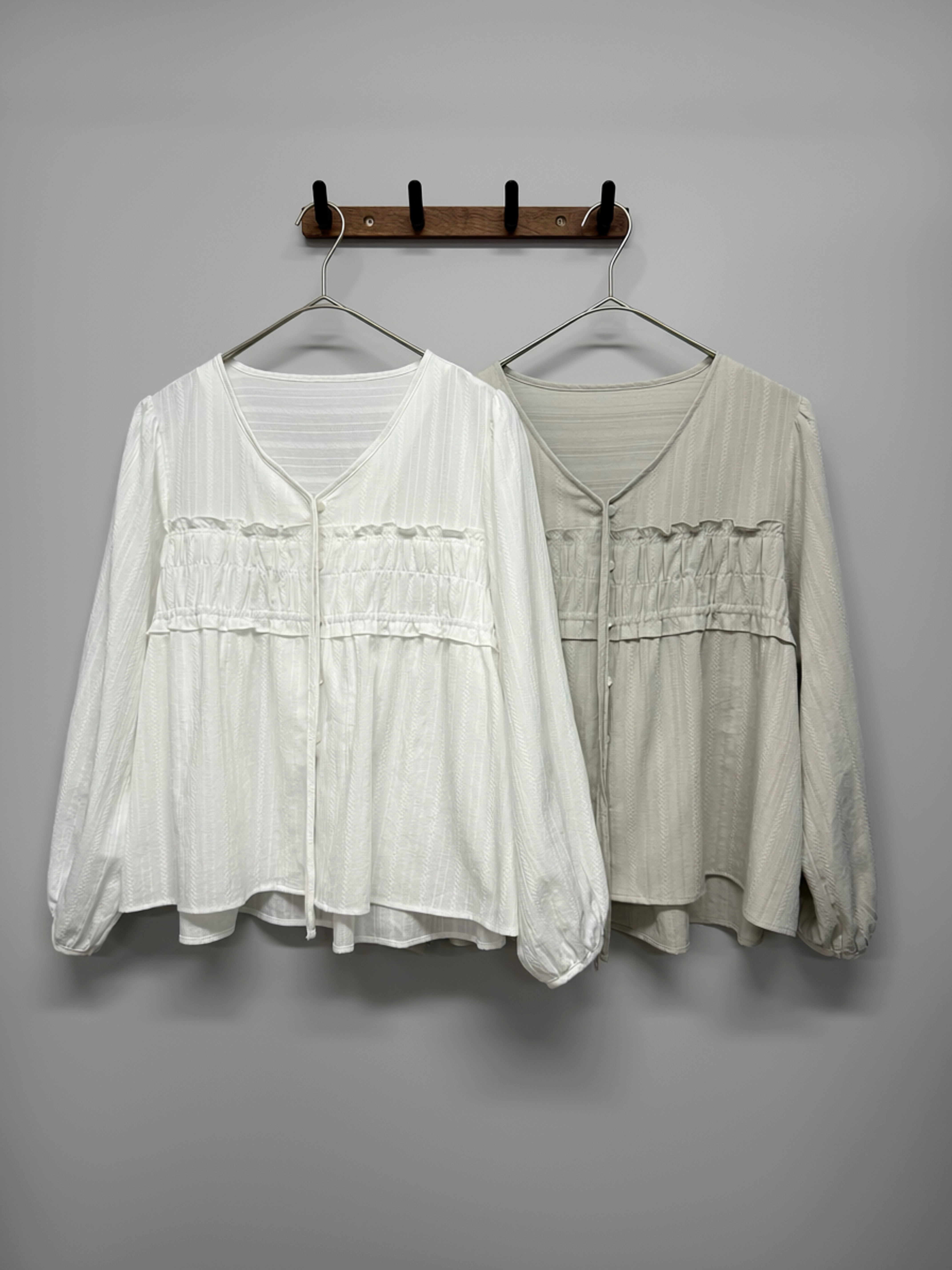Ruched V-Neck Blouse #top155