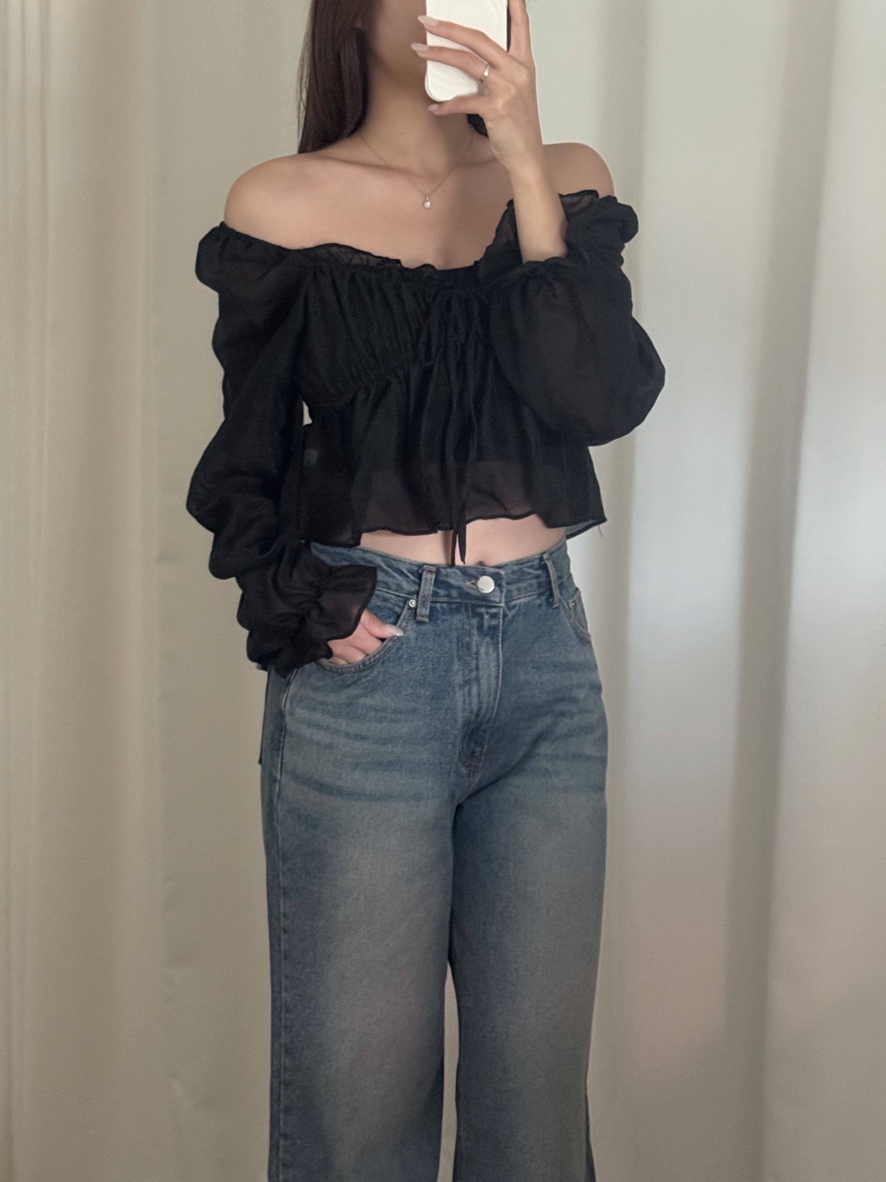 春日透透傘型長袖上衣(兩色入)