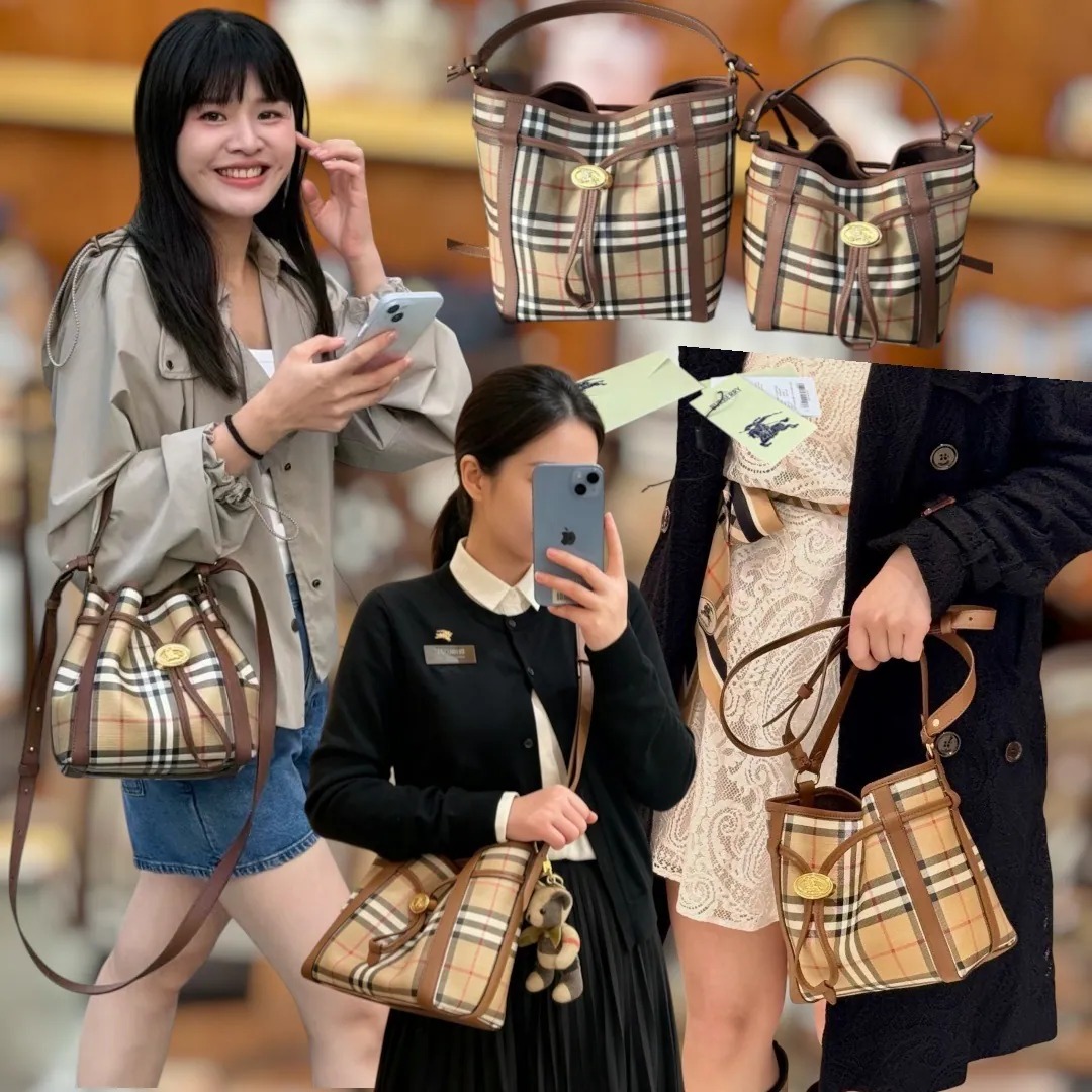 Burberry格紋水桶  膠袋包裝