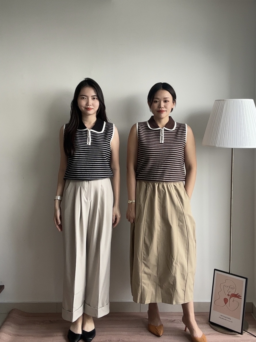 T4282 Sleeveless Stripe Knit Top - 3 Colors 