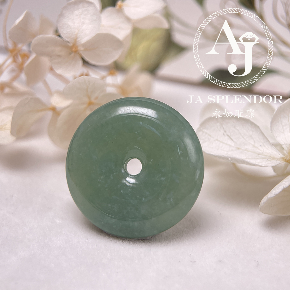 JN-178 天然翡翠A玉 冰種滿綠平安扣