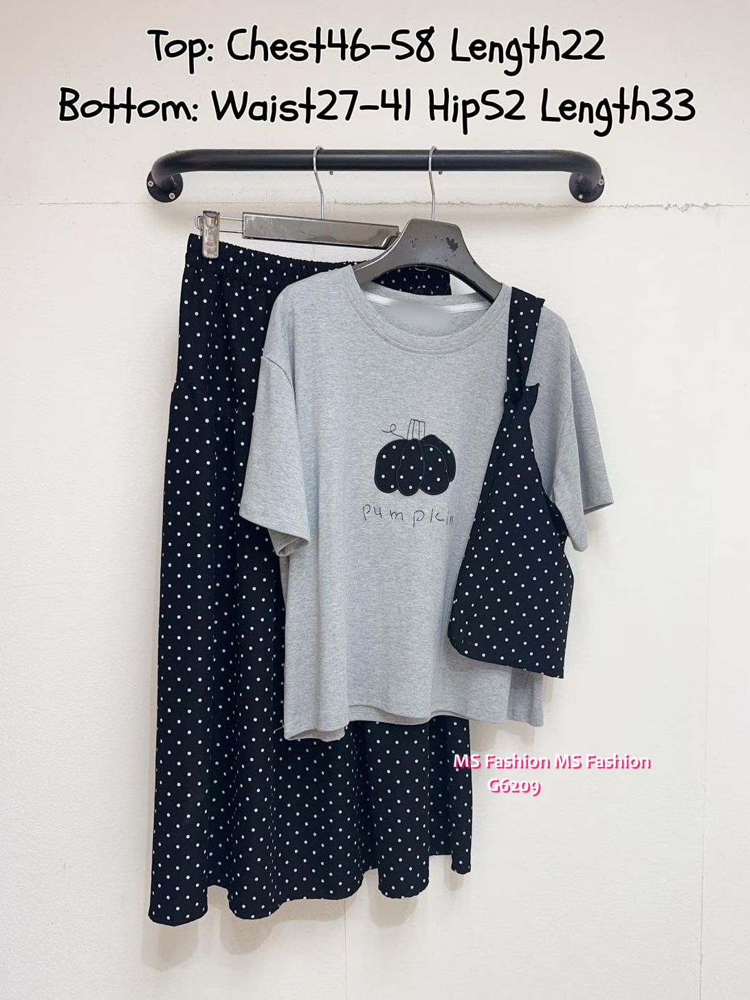 G6209 韓國🇰🇷tee+波點裙+袋仔Set