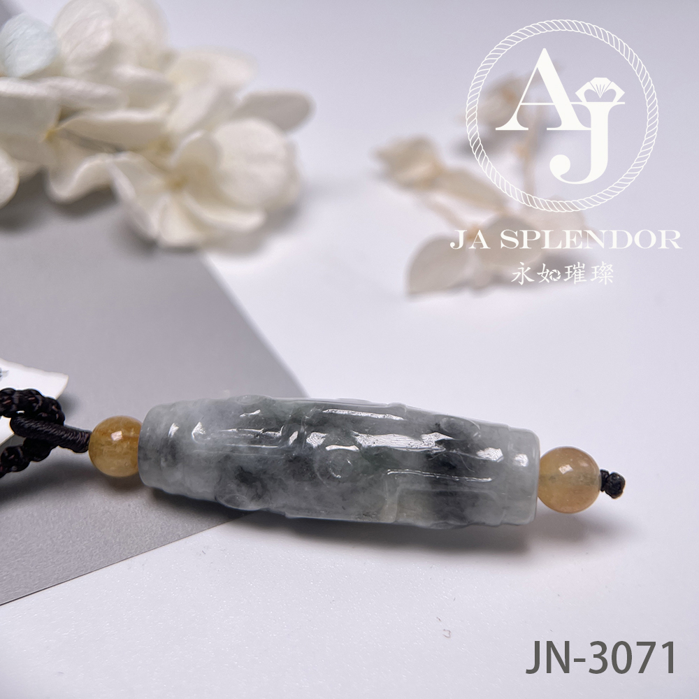 JN-3073，3074 天然翡翠A玉  九眼天珠形路路通