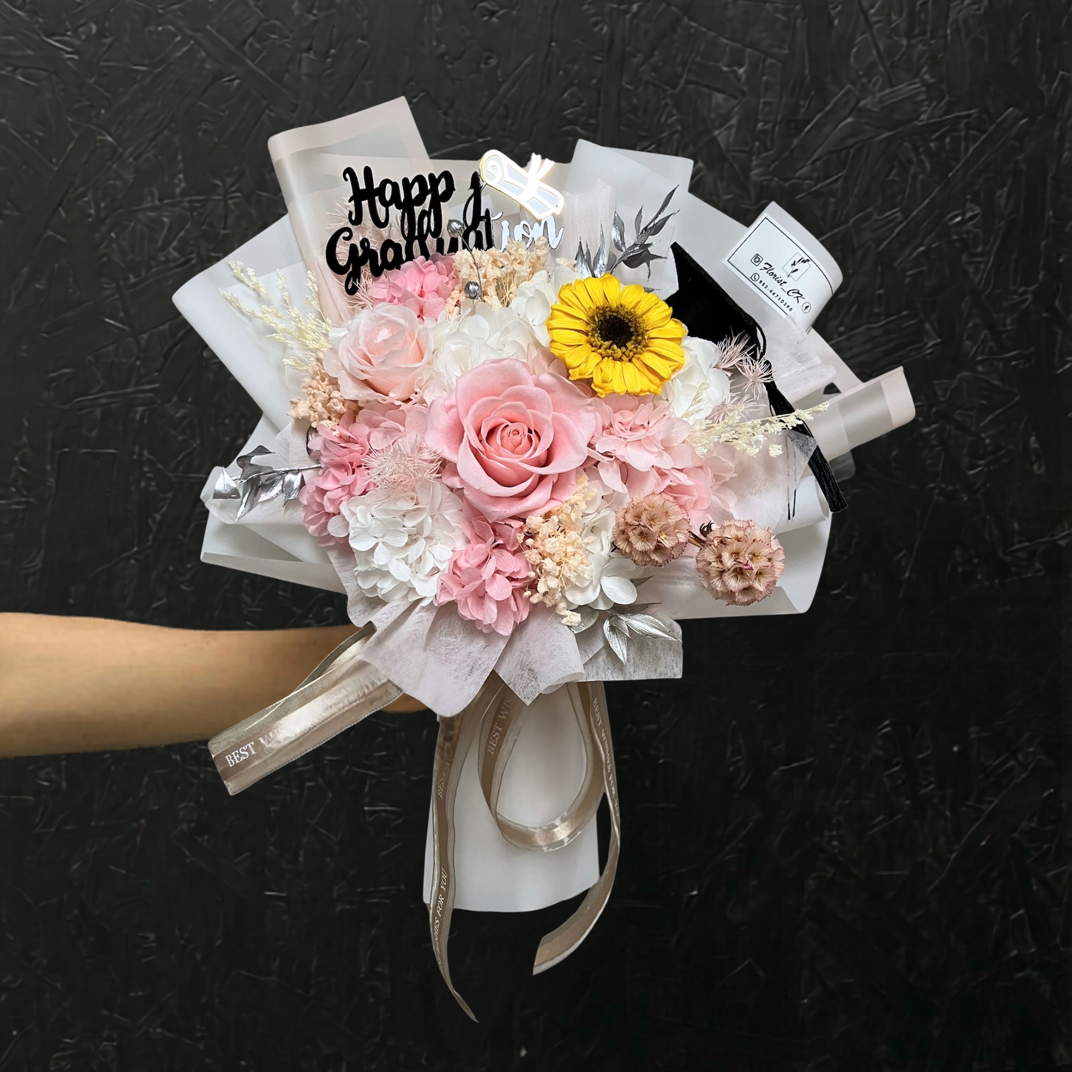 【2026 畢業推介】Eminence Bloom｜畢業之選｜永生玫瑰太陽花花束 (預訂款)