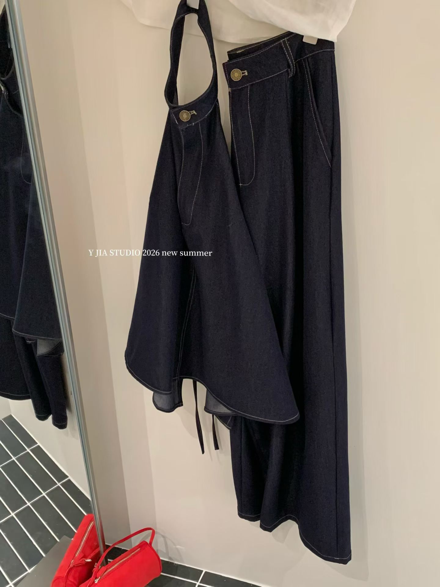 1827 Halter Backless Denim Set 挂脖露背牛仔套装