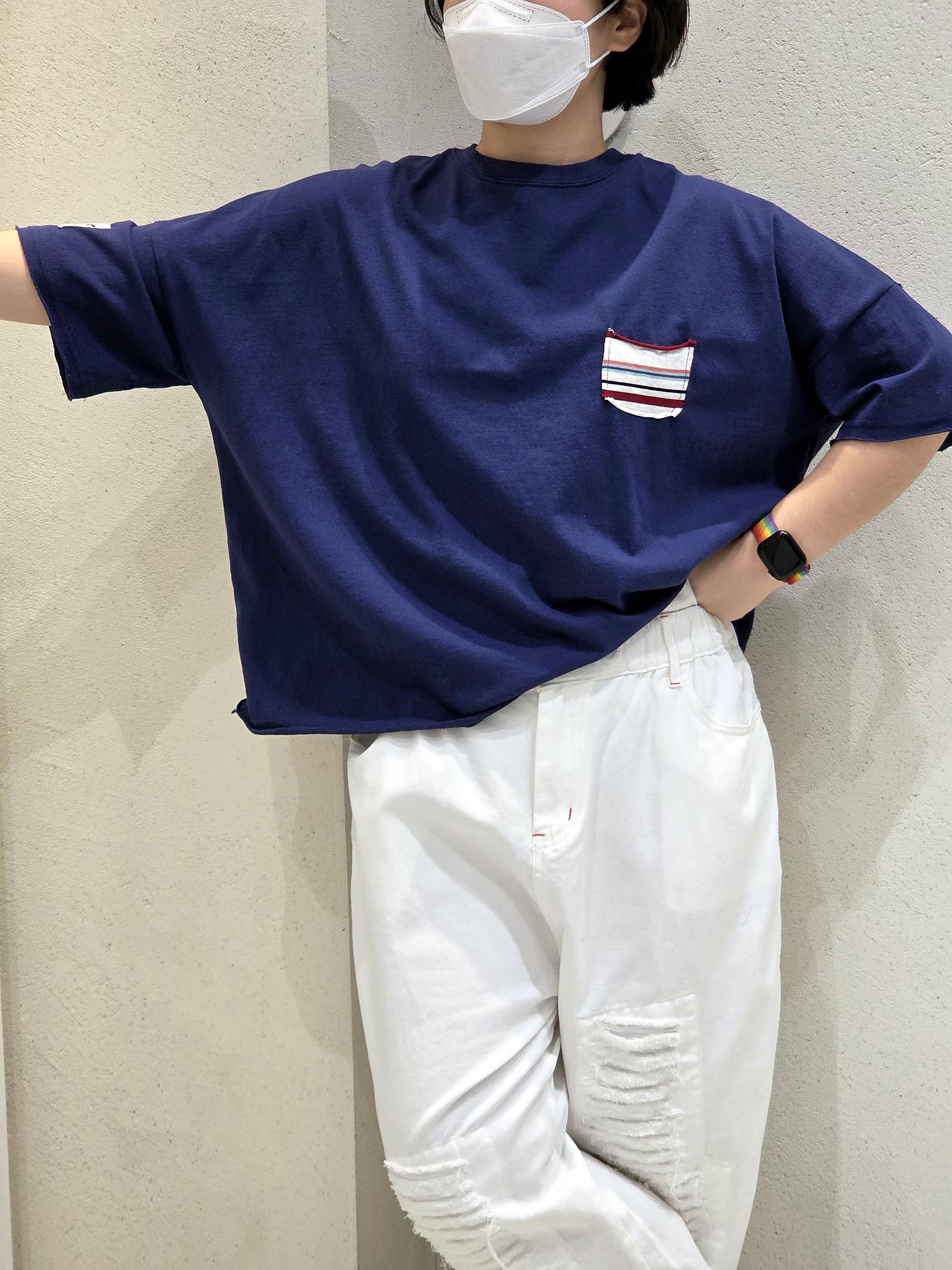 NO OX 彩條子小袋口tee