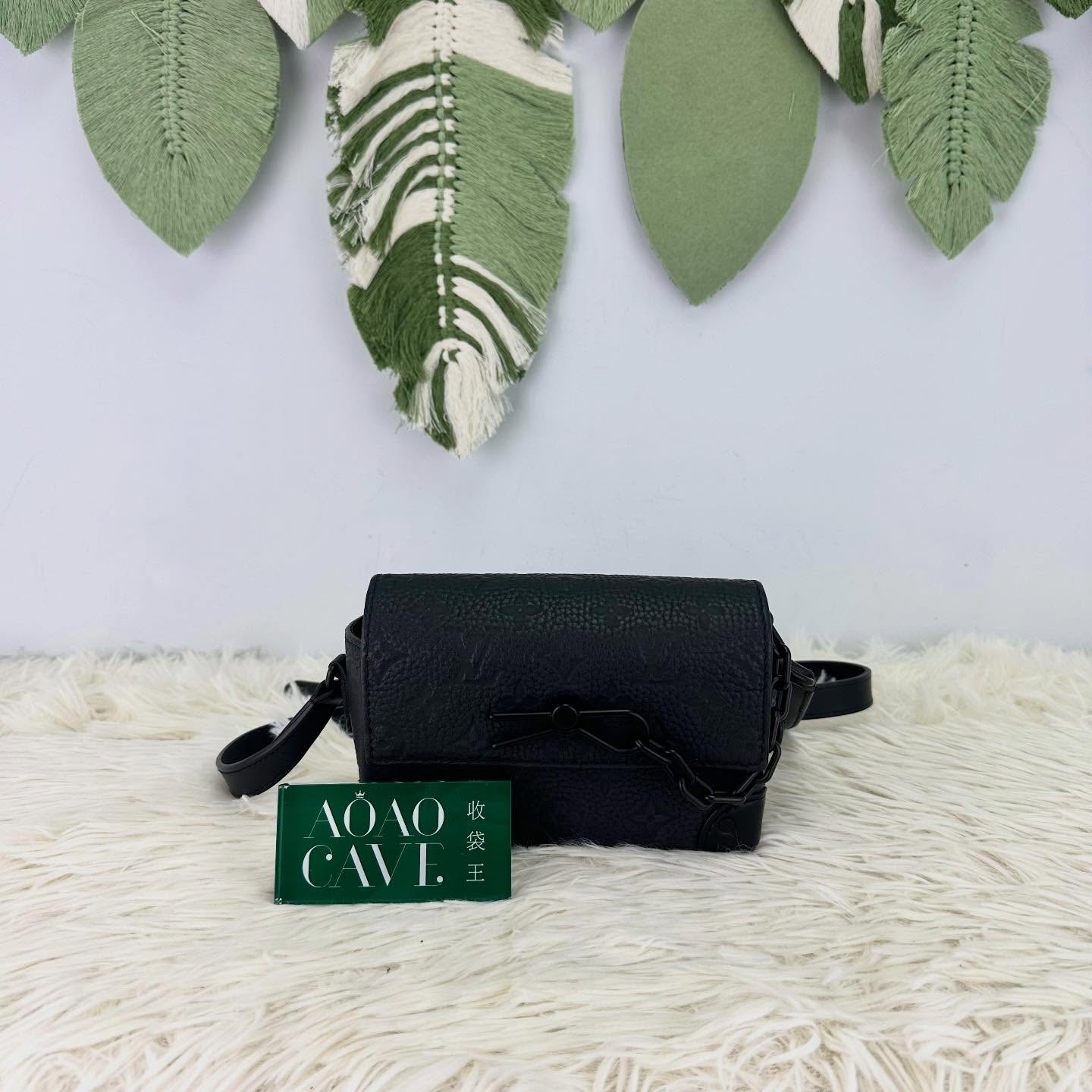 LV 🤍PRE OWNED 黑色真皮壓紋 Steamer 晶片款 🖤