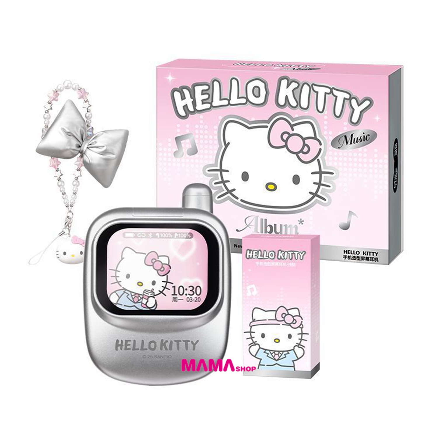 MarTube x Hello Kitty手機造型智能螢幕翻蓋藍芽耳機 *手繩加強版*