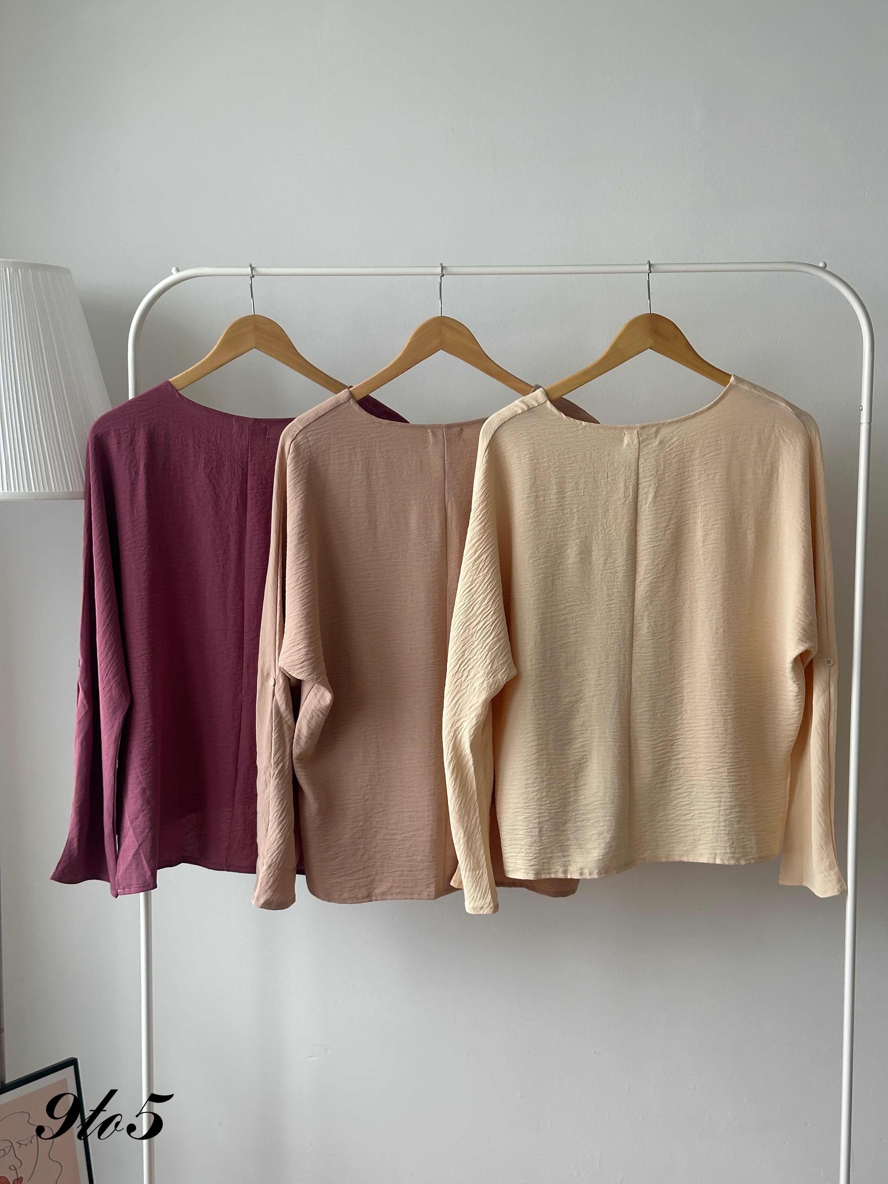 T4379 Long Sleeve V Neck Top - 3 Colors 