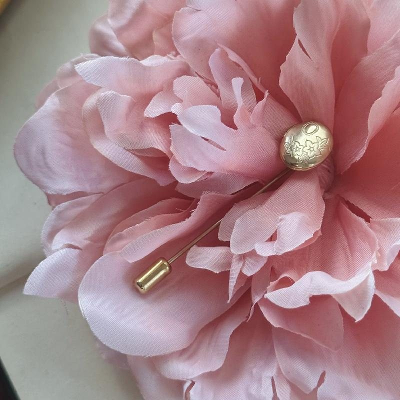 Vintage Floral Pattern Etched Locket Stick Pin (MT1960-7)