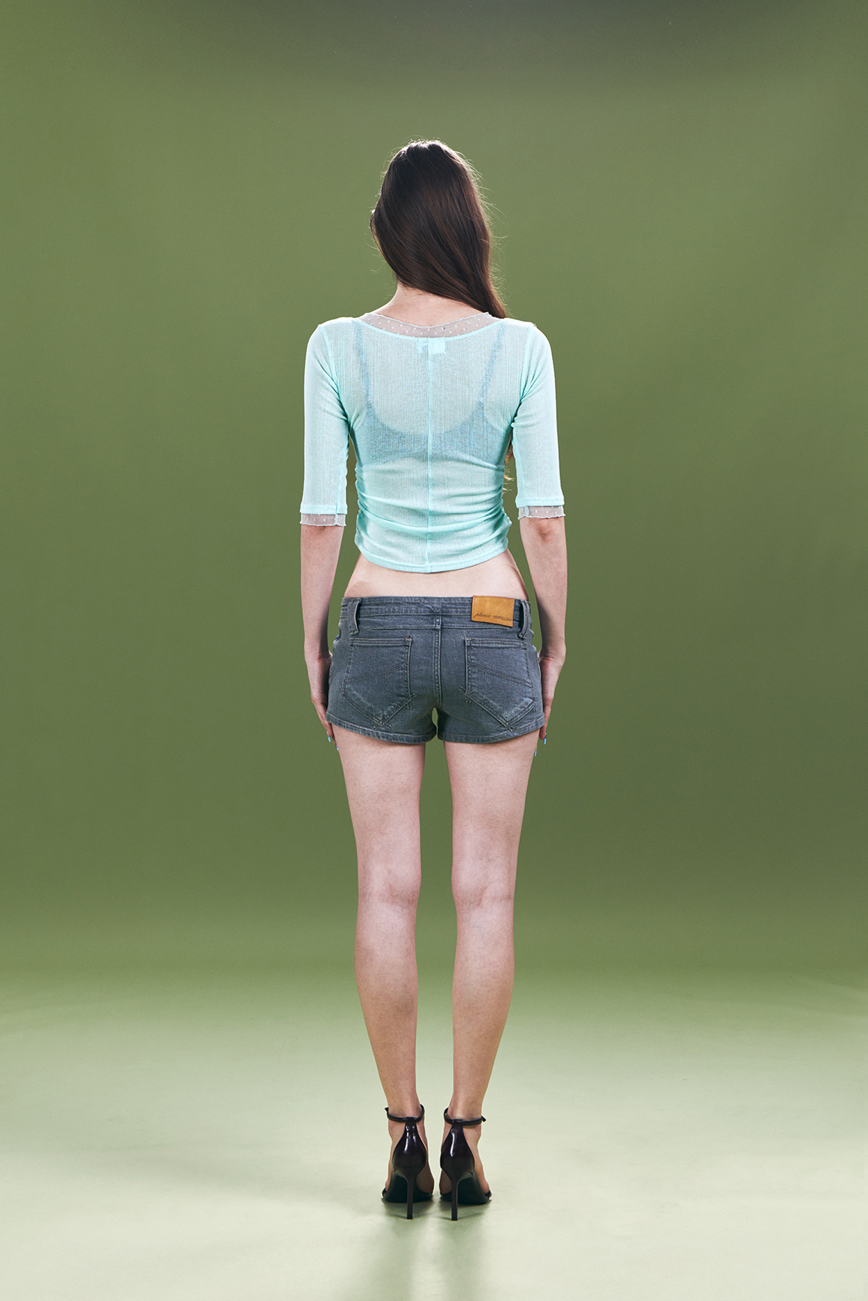 pleaseNOFOLLOW - Suri Lace Button Long Sleeve Top (Mint)