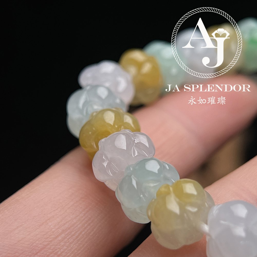 JB-253 - 冰種三彩福祿壽招貴人年年有餘蓮花手串