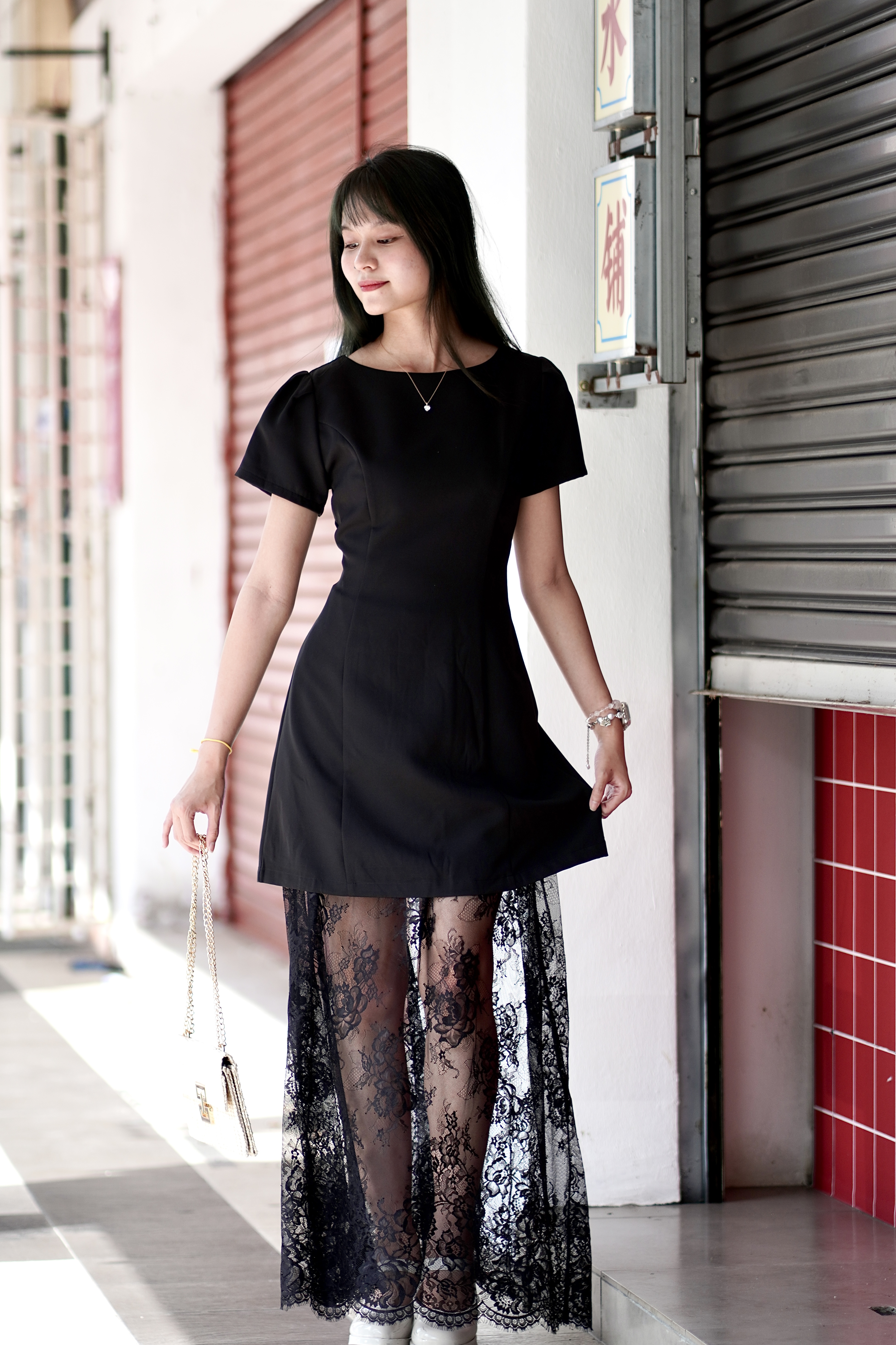 60125 Noir Lace Layer Dress
