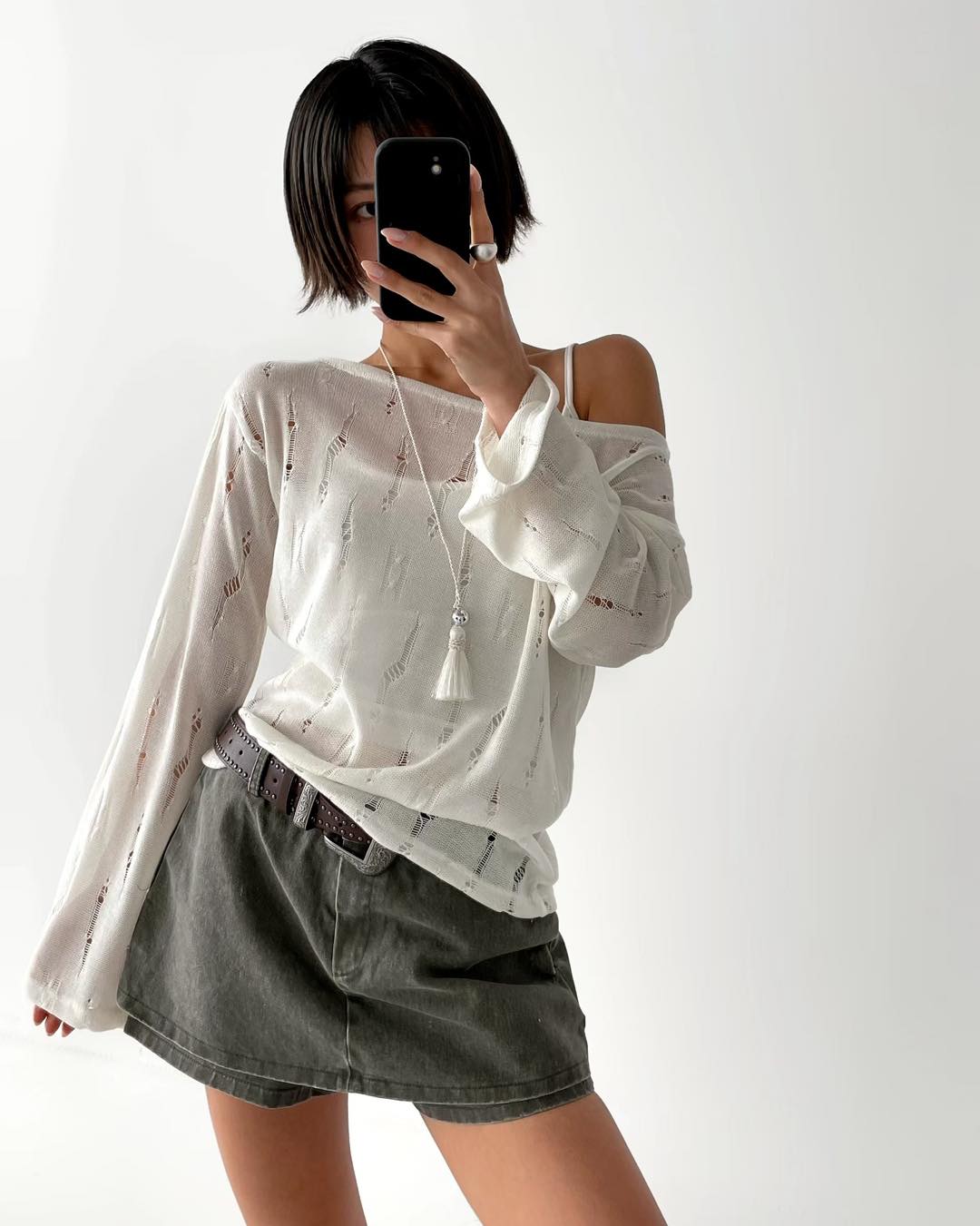 空氣感斜膊針織