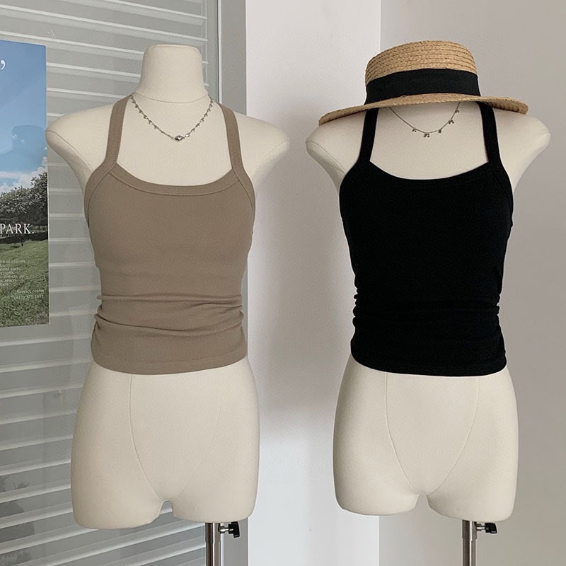 Halterneck Padded Tank Top挂脖自带胸垫小背心 ( 4 colour)