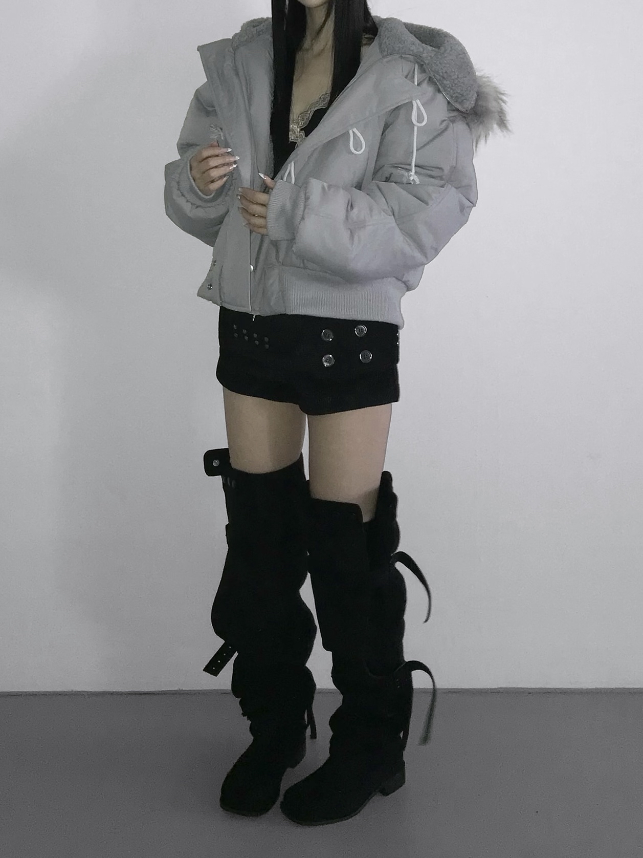 Suede Buckle Long High Boots