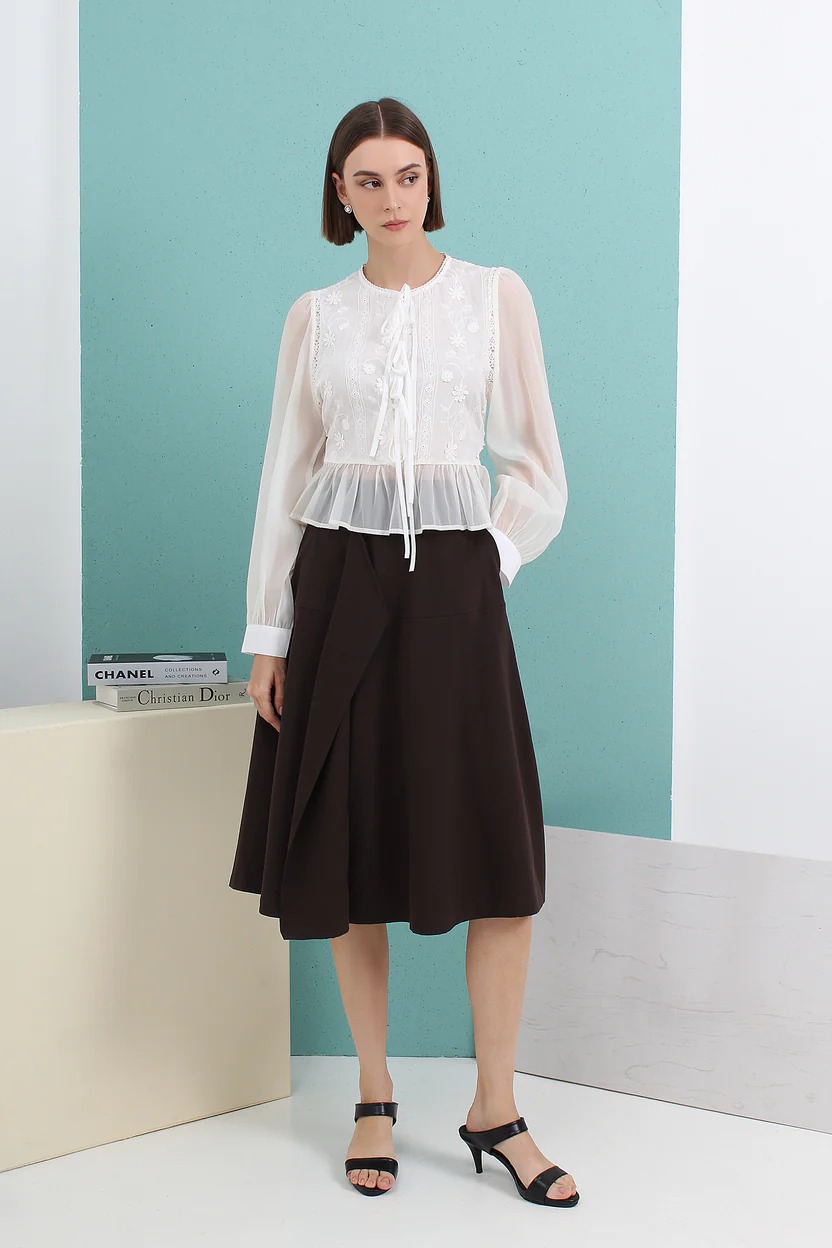 MF88108 Eleanor Drape Midi Skirt