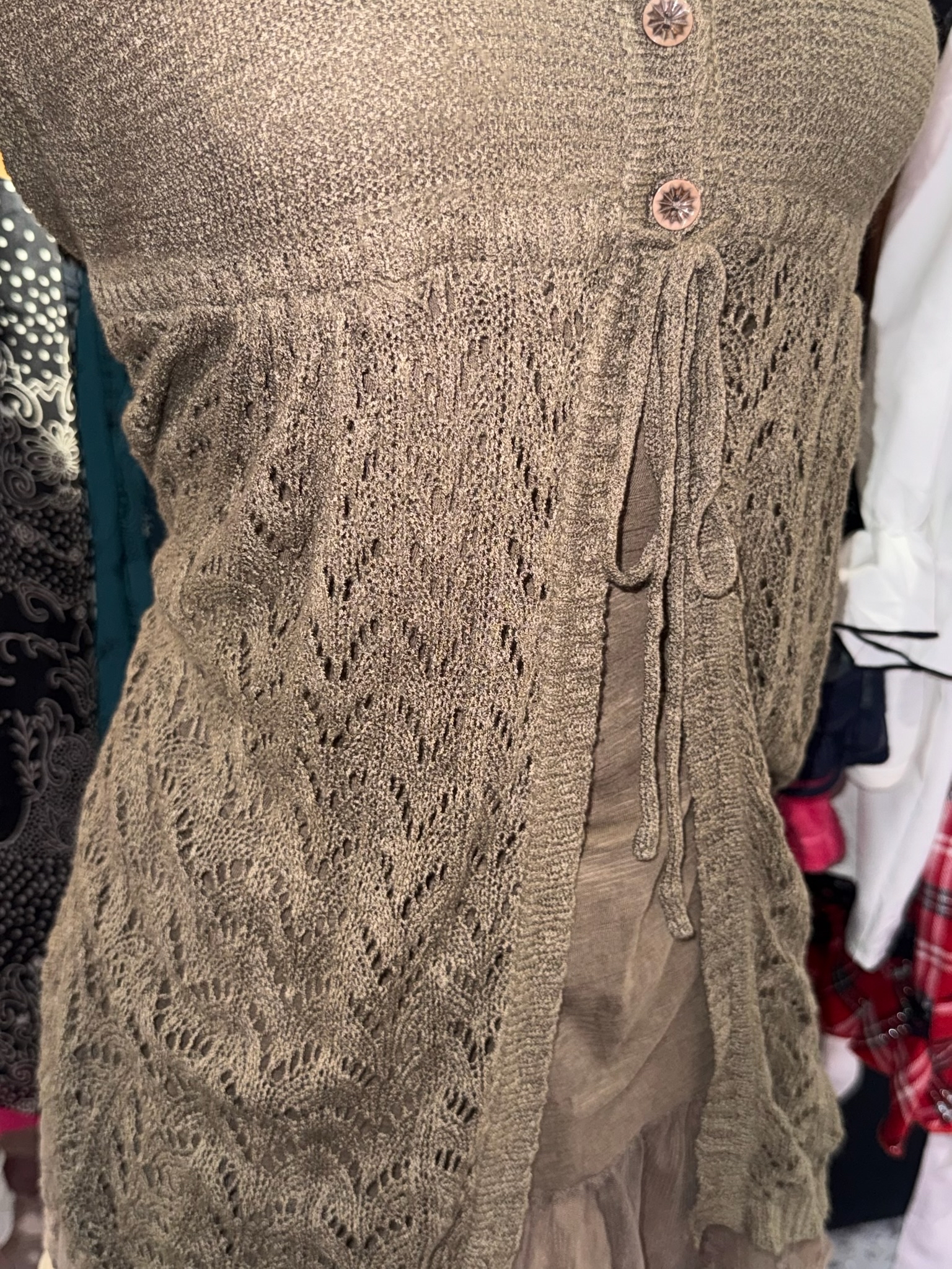Brown Short-Sleeved Strap Hollow Set