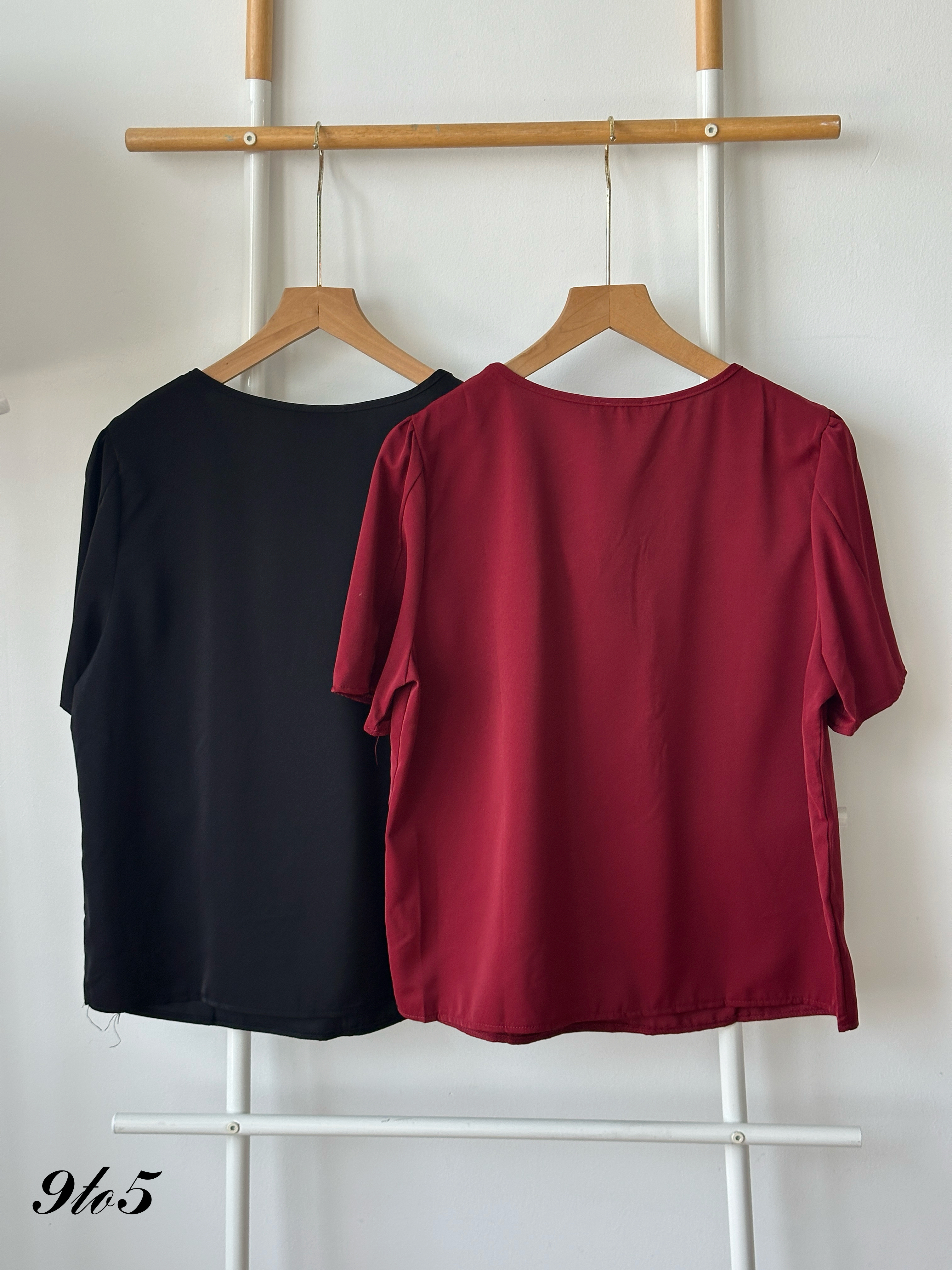 T4434 Round Neck Puff Sleeve Blouse - 3 Colors 