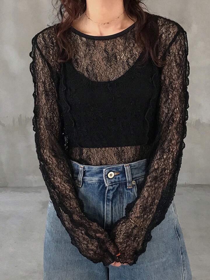 精緻蕾絲長袖上衣