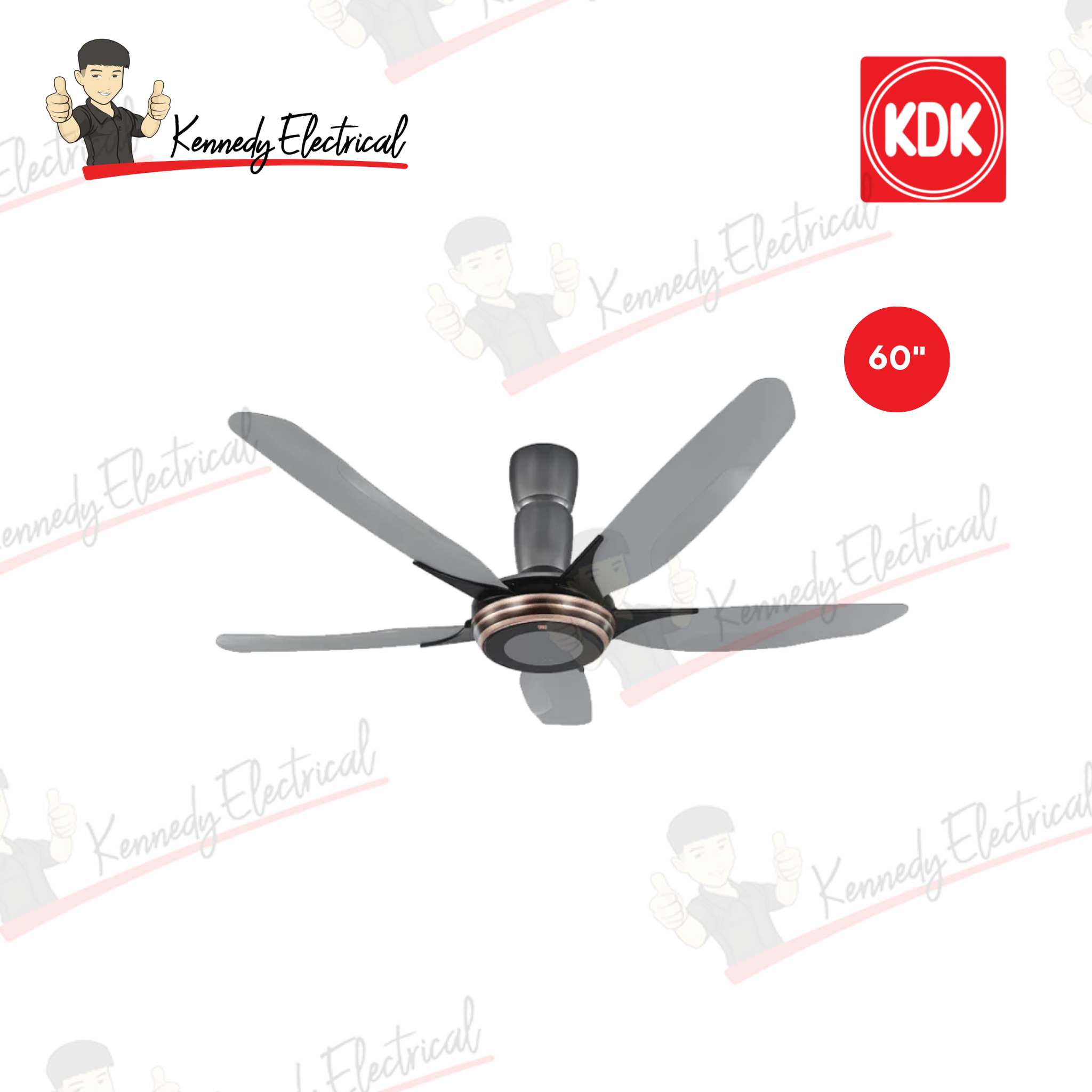 KDK 60" 5-Blade Remote Ceiling Fan K15Y2-GS (Silver Grey)