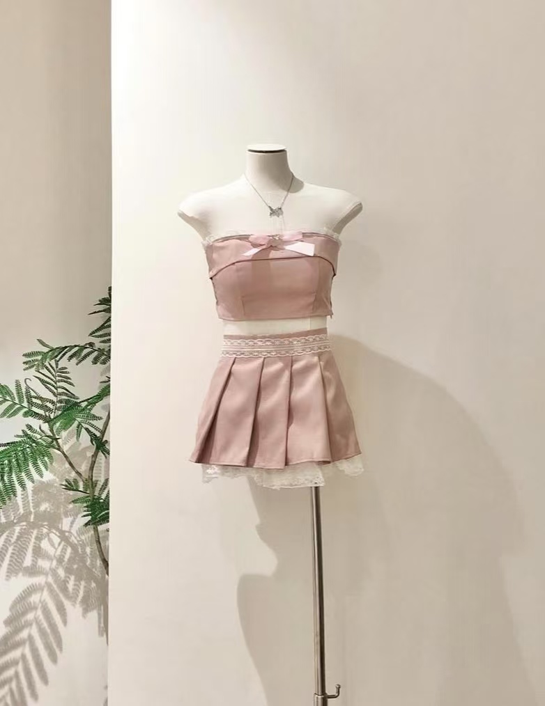 ST263粉色抹胸套装